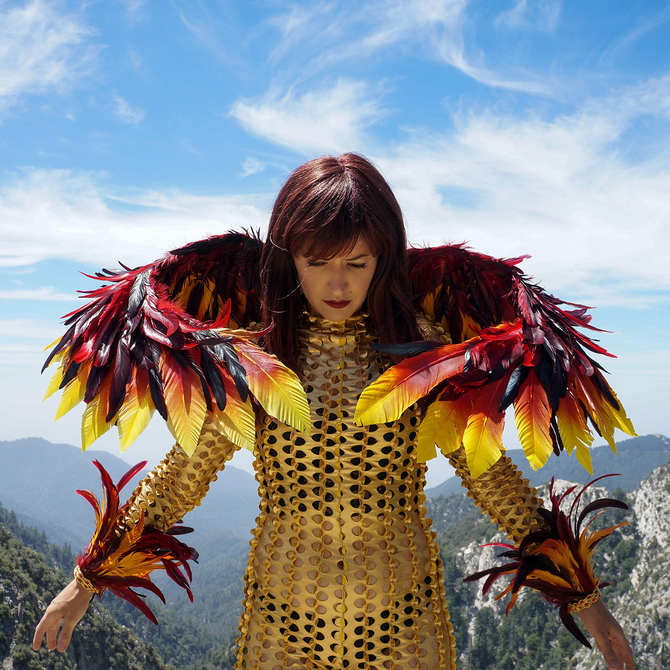 ZUCKER Phoenix Firebird Feather Wings - Adjustable Cosplay Costume Accessories for Adults | Halloween, Dance, Festivals, Raves | Perfect for Cosplay Events, Costume Parties & Themed Performances
