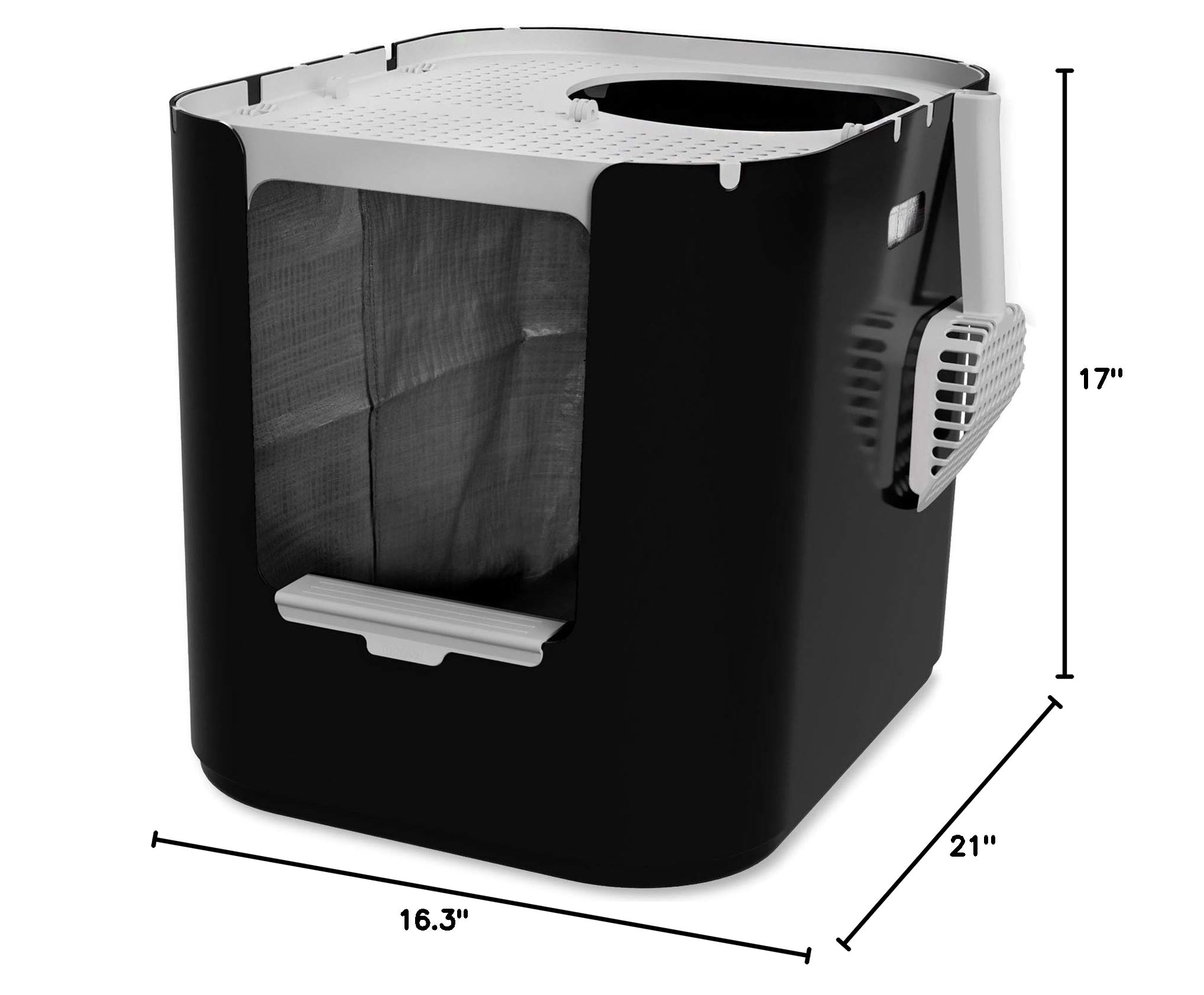 Modkat XL Litter Box - Extra Large Covered Cat Litter Box with Top & Front Entry - Reusable Liners & Tall Base to Contain Mess - Easy Clean Black Cat Toilet for Indoor Cats | Perfect for Small Spaces & Multi-Cat Homes