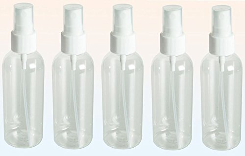 CONCEPT4U® 5 Pack 100ml Clear Plastic Spray Bottles - Empty Refillable Travel Perfume Atomizer for Essential Oils, Hair Mist & DIY Skincare - Portable Mini Size for Home, Gym, Travel & Purse