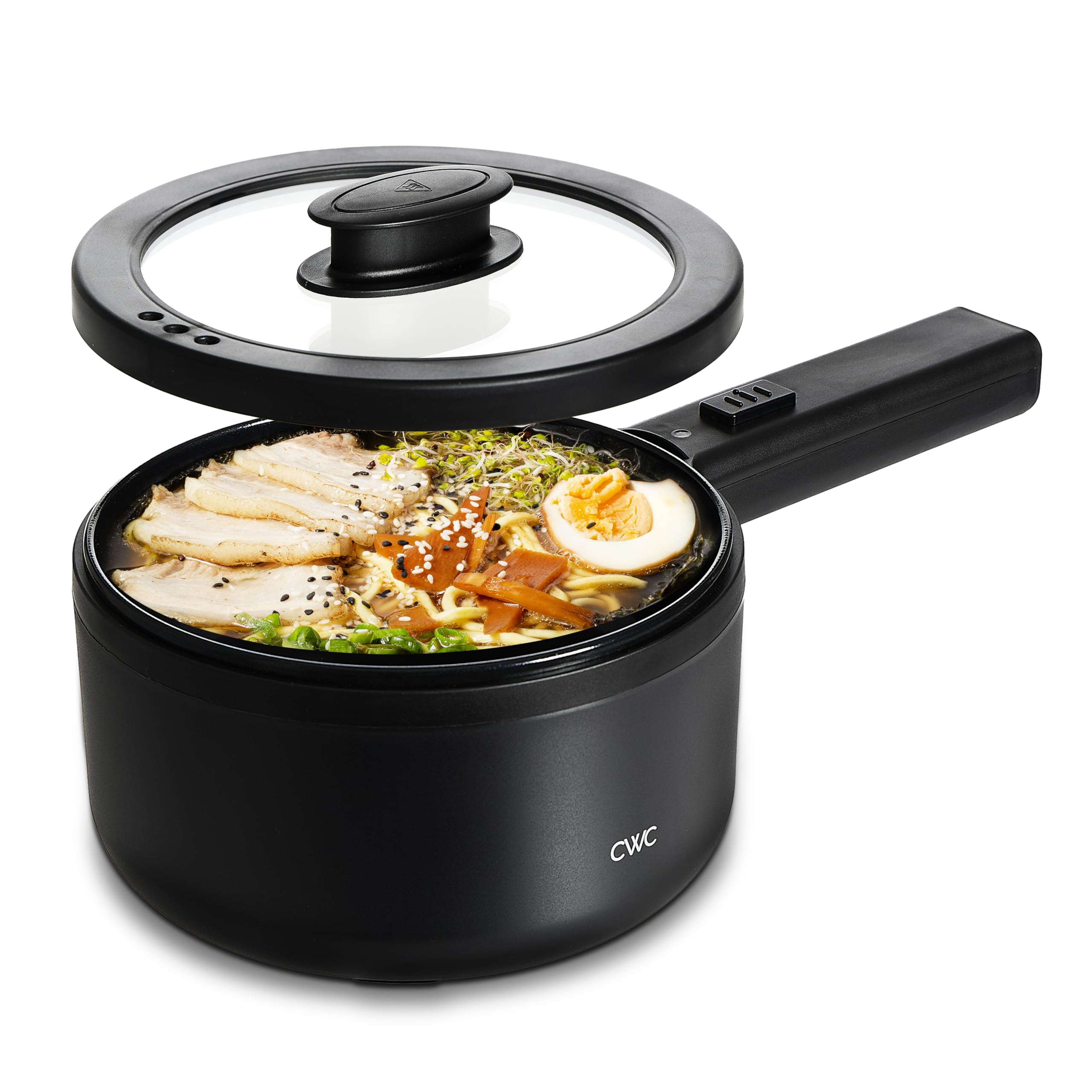 COOK WITH COLOR Electric Hot Pot - 1.6L Mini Cooker with 700W Power & Non-Stick Surface | Thermal Cut-Out Protection | Perfect for Rice, Noodles, Soups & Stews | Ideal for Dorms, Apartments & Small Kitchens | Great for Quick Meals, Late Night Snacks & Office Lunches | Black
