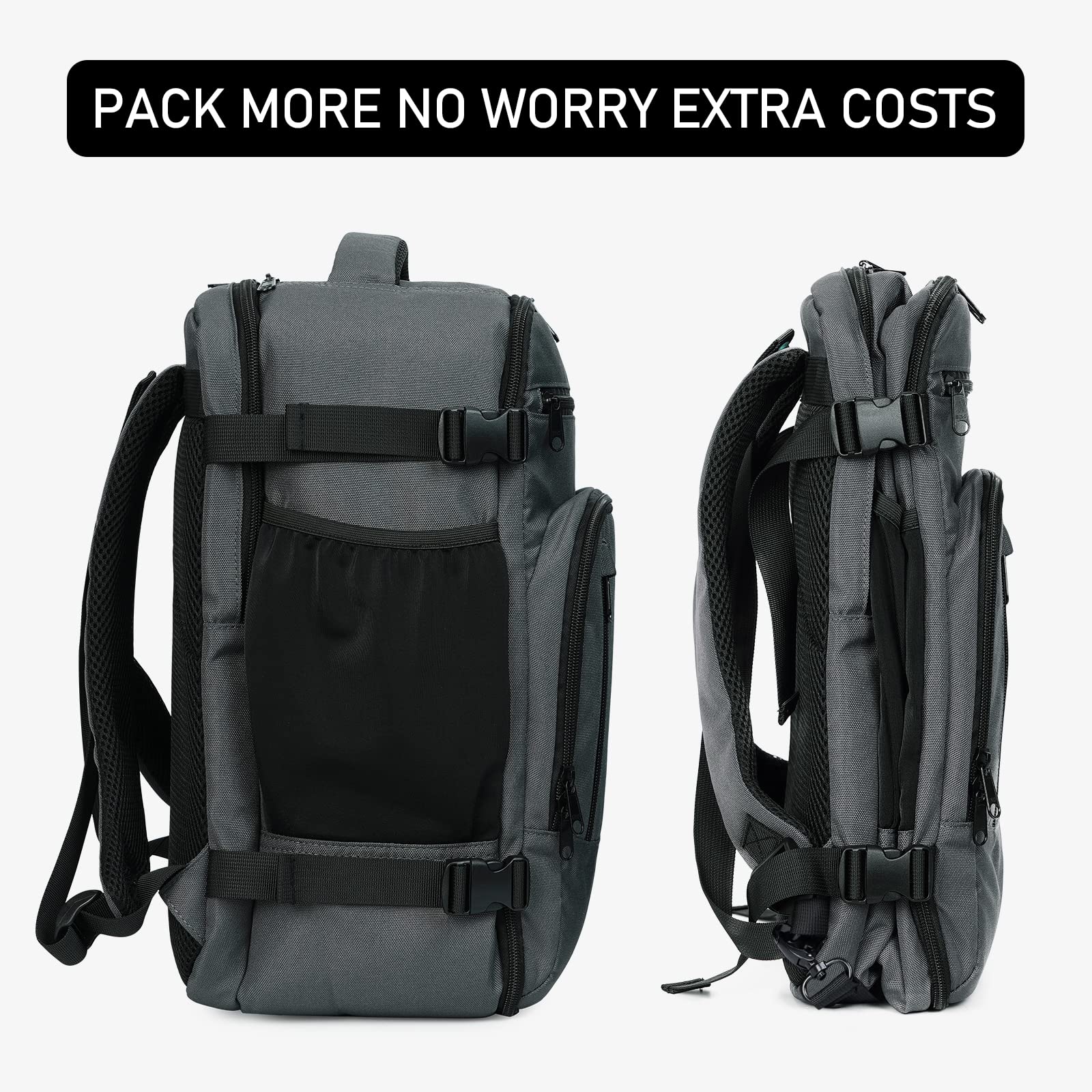 ECOHUB 16 Inch Airline Approved Travel Backpack for Women & Men - Lightweight Waterproof Laptop Backpack, Casual Daypack & Small Hiking Bag - Perfect for Business Trips, College, Commuting & Outdoor Adventures (Grey)