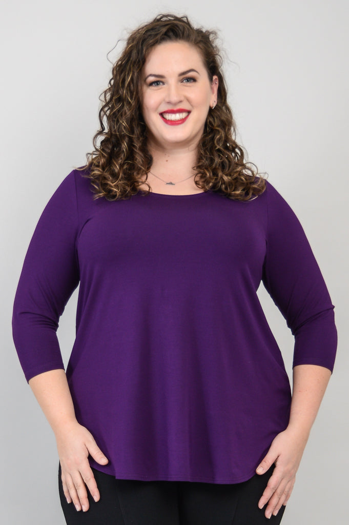 Jazz 3/4 Sleeve Top - Royal Blue Bamboo Fabric Women's Blouse for Dance Performance & Casual Wear