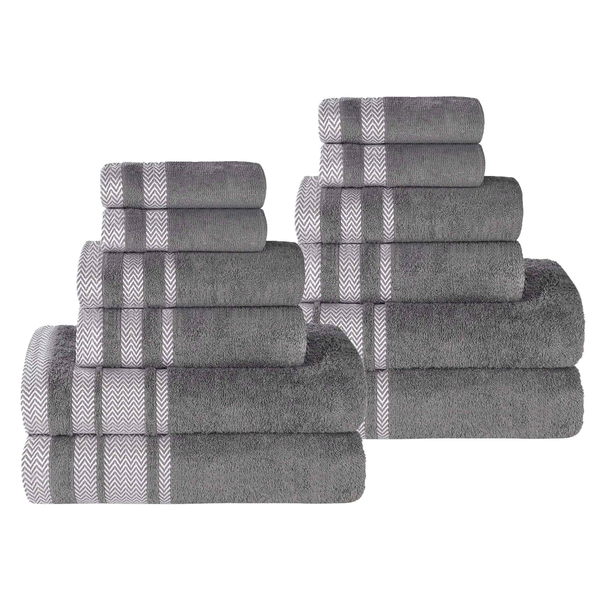 Premium 12-Piece Cotton Towel Set - Medium Weight, Soft & Absorbent Bath Towels for Spa, Gym & Everyday Use