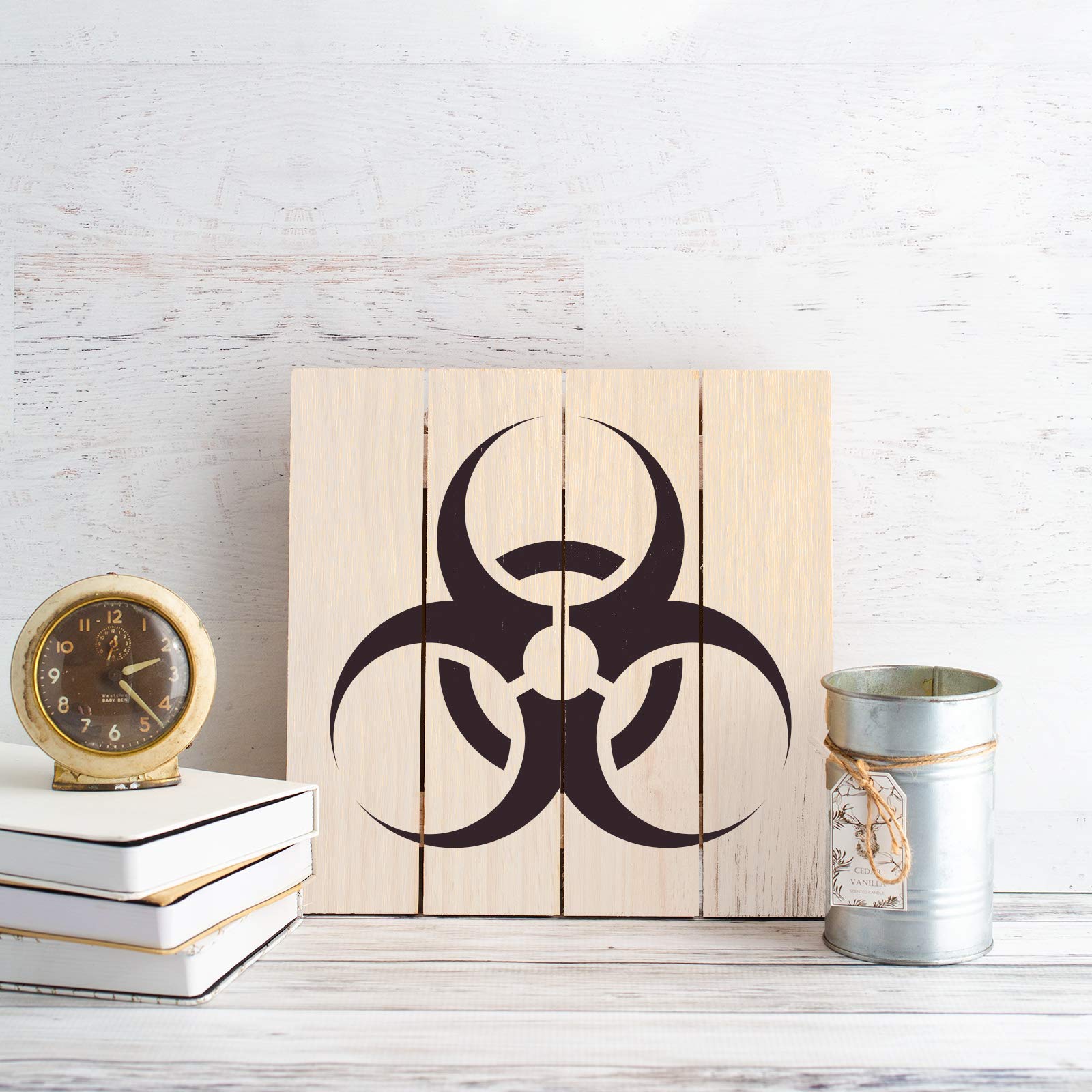 Biohazard Gas Mask Stencil - Reusable Hazard Symbol Template for DIY Projects, Cosplay & Emergency Preparedness