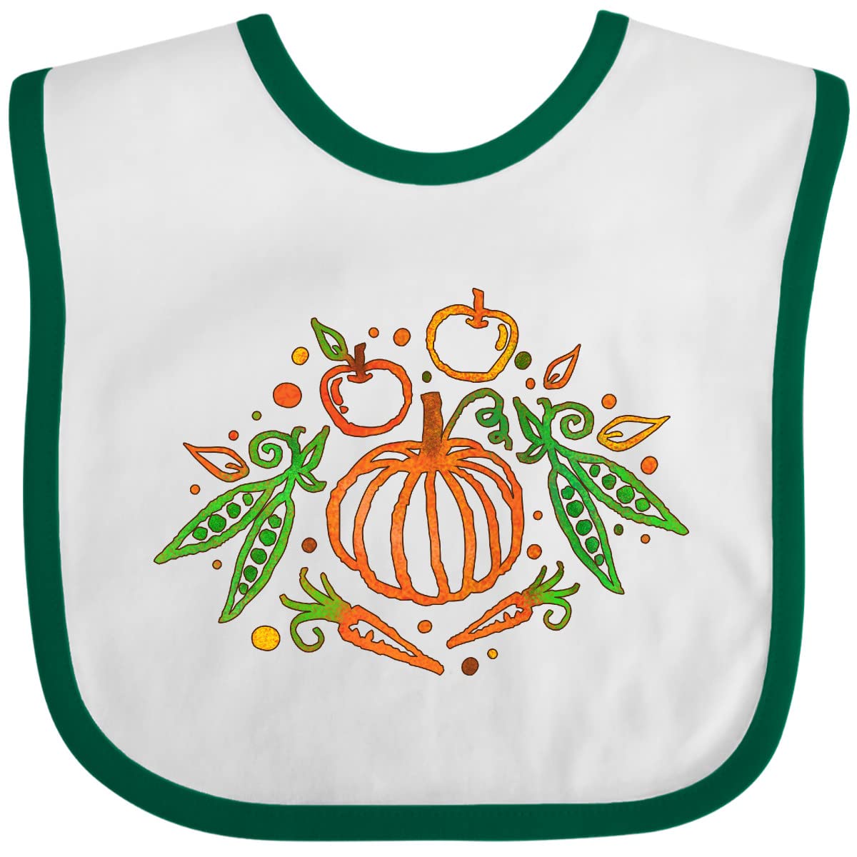 Inktastic Thanksgiving Pumpkin Vegetables Fruit Harvest Baby Bib - Cute Holiday Feeding Bib for Infants & Toddlers - Perfect for Thanksgiving Dinner, Family Gatherings & Fall Festivals