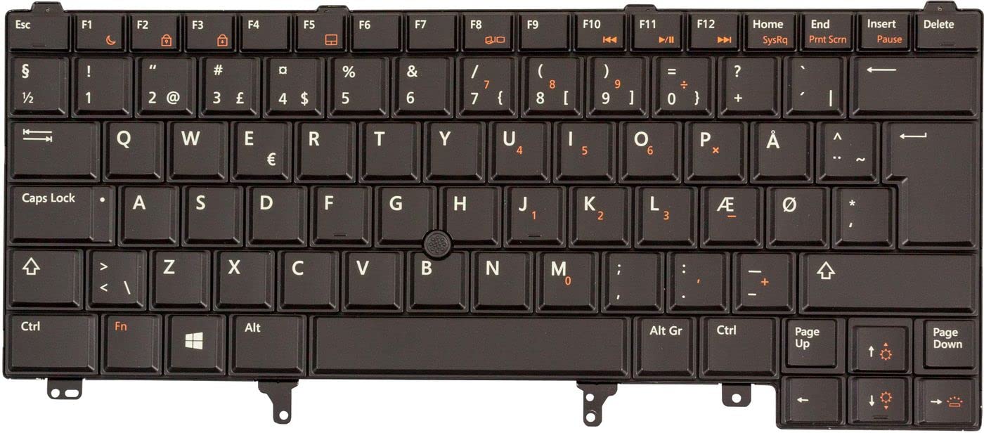 Dell DDC7M Backlit Keyboard - Danish Layout, USB Wired Ergonomic Keyboard for Office, Gaming & Home Use