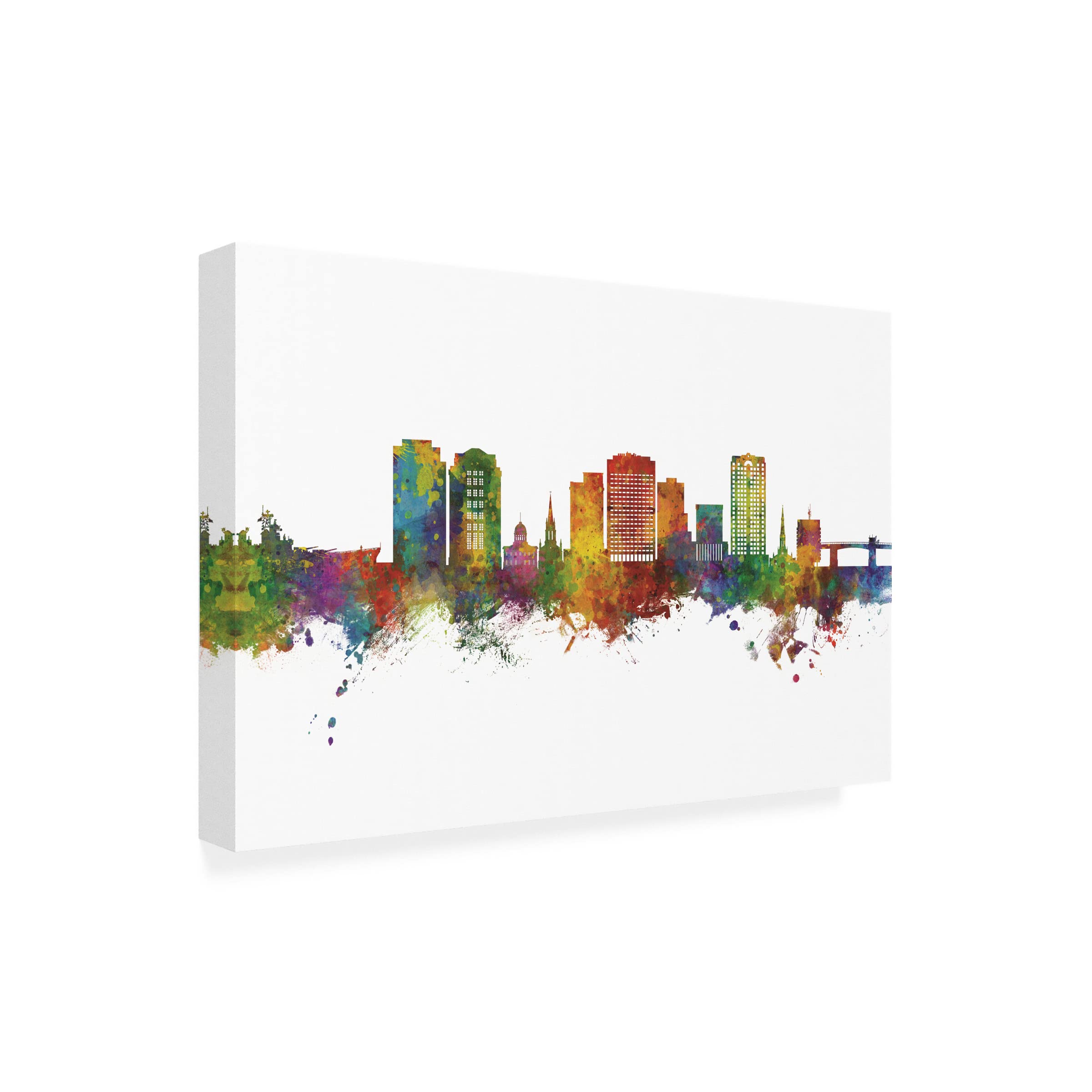 Michael Tompsett Norfolk Virginia Skyline Canvas Art Print - Modern Cityscape Wall Decor for Living Room, Bedroom & Office - Trademark Fine Art Collection