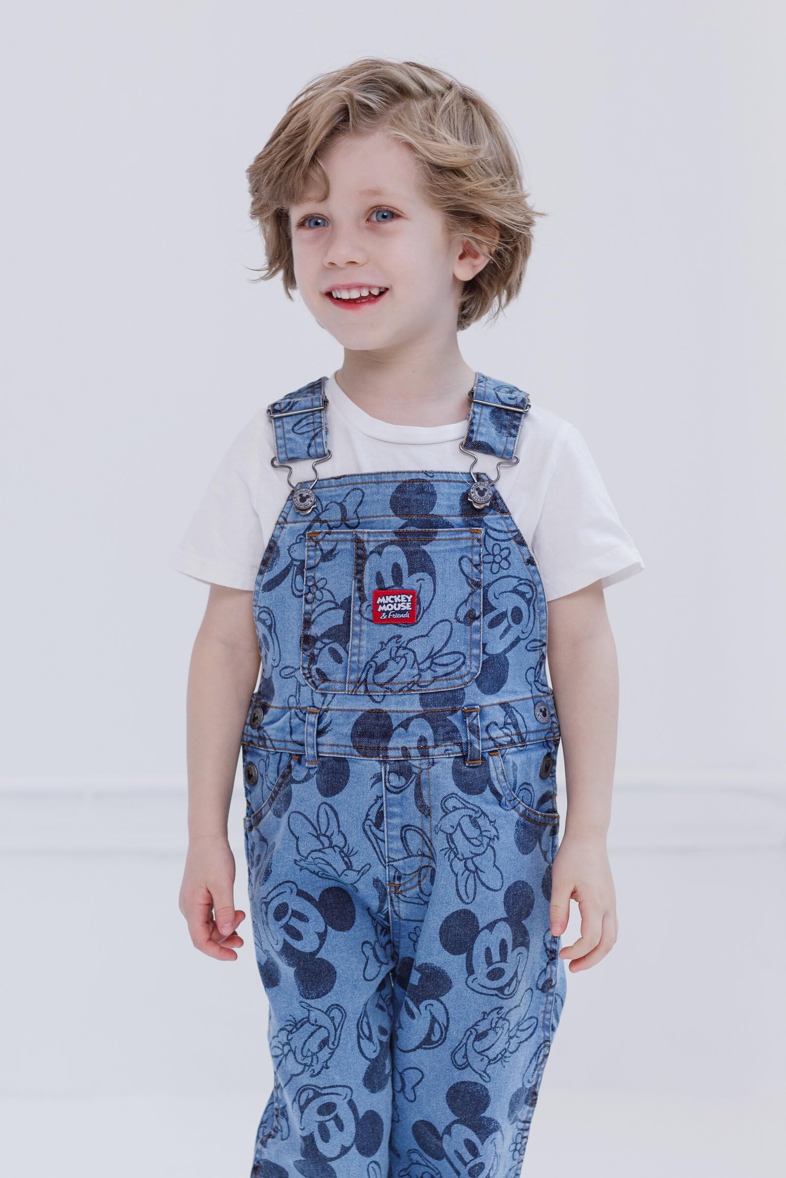 Disney Mickey Mouse & Friends Denim Bib Overalls for Kids - Baby to Big Kid (Infant, Toddler, Boys & Girls) - Perfect for Playdates, Theme Parks & Disney Costume Parties