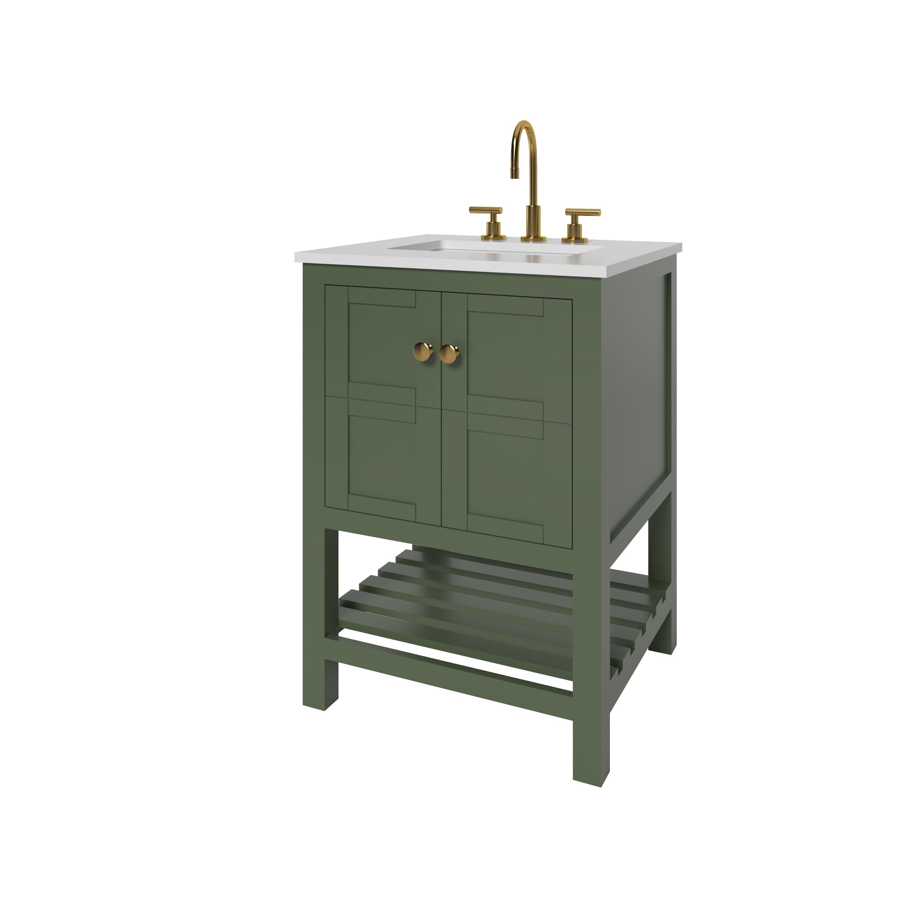 23.5 Inch Bathroom Vanity Cabinet in Sage Green - Nearmé Dallas Modern Single Sink Storage for Small Bathrooms, Powder Rooms & Guest Baths