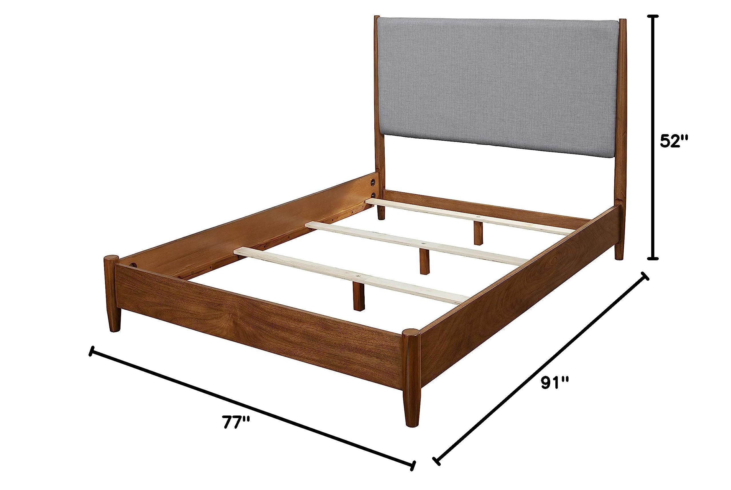 Alpine Flynn Platform Bed Frame - California King Size - Modern Grey Wooden Bed Base - Perfect for Master Bedrooms & Guest Rooms