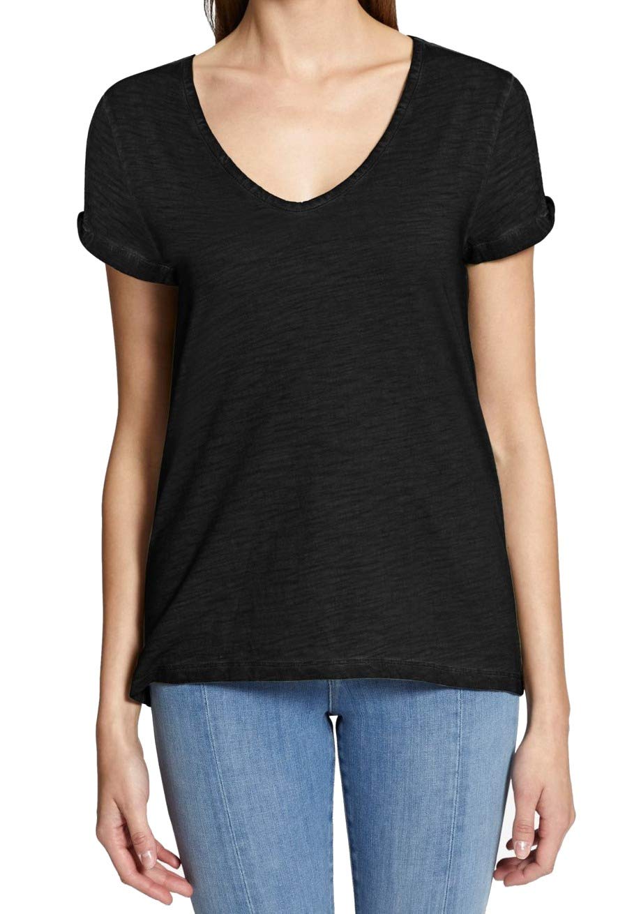 Sanctuary Women's Black Keyhole Sleeve Short Sleeve Scoop Neck Evening T-Shirt XS | Casual & Party Wear | Perfect for Date Nights, Cocktail Parties & Evening Events
