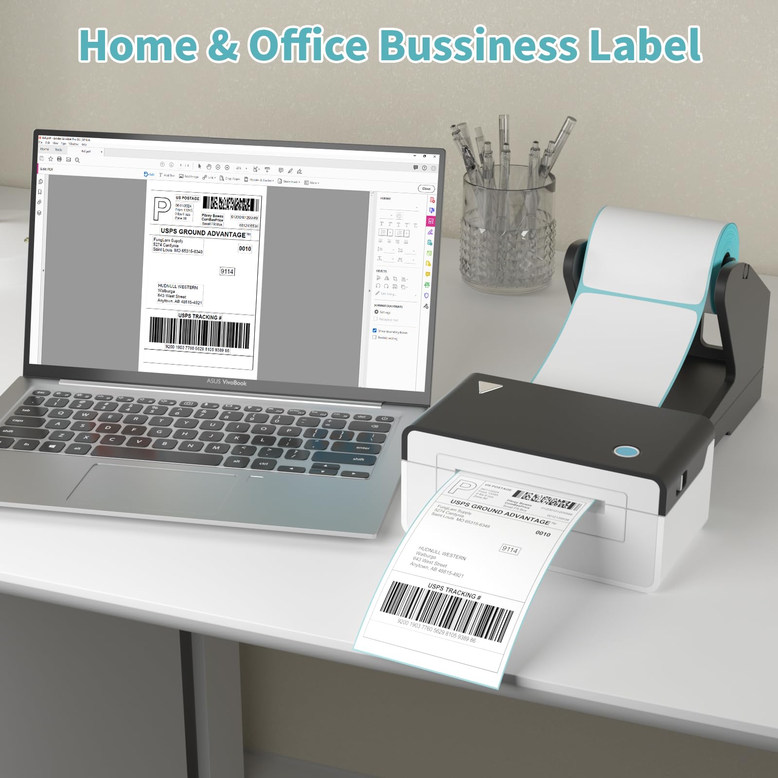 FungLam 2 Rolls 4x6 Direct Thermal Printer Labels - 500 Shipping Labels Compatible with Zebra & Rollo Label Printers | Perforated Postage Thermal Labels with Permanent Adhesive (250 Labels/Roll) - Ideal for E-commerce Shipping, Package Labeling & Logistics