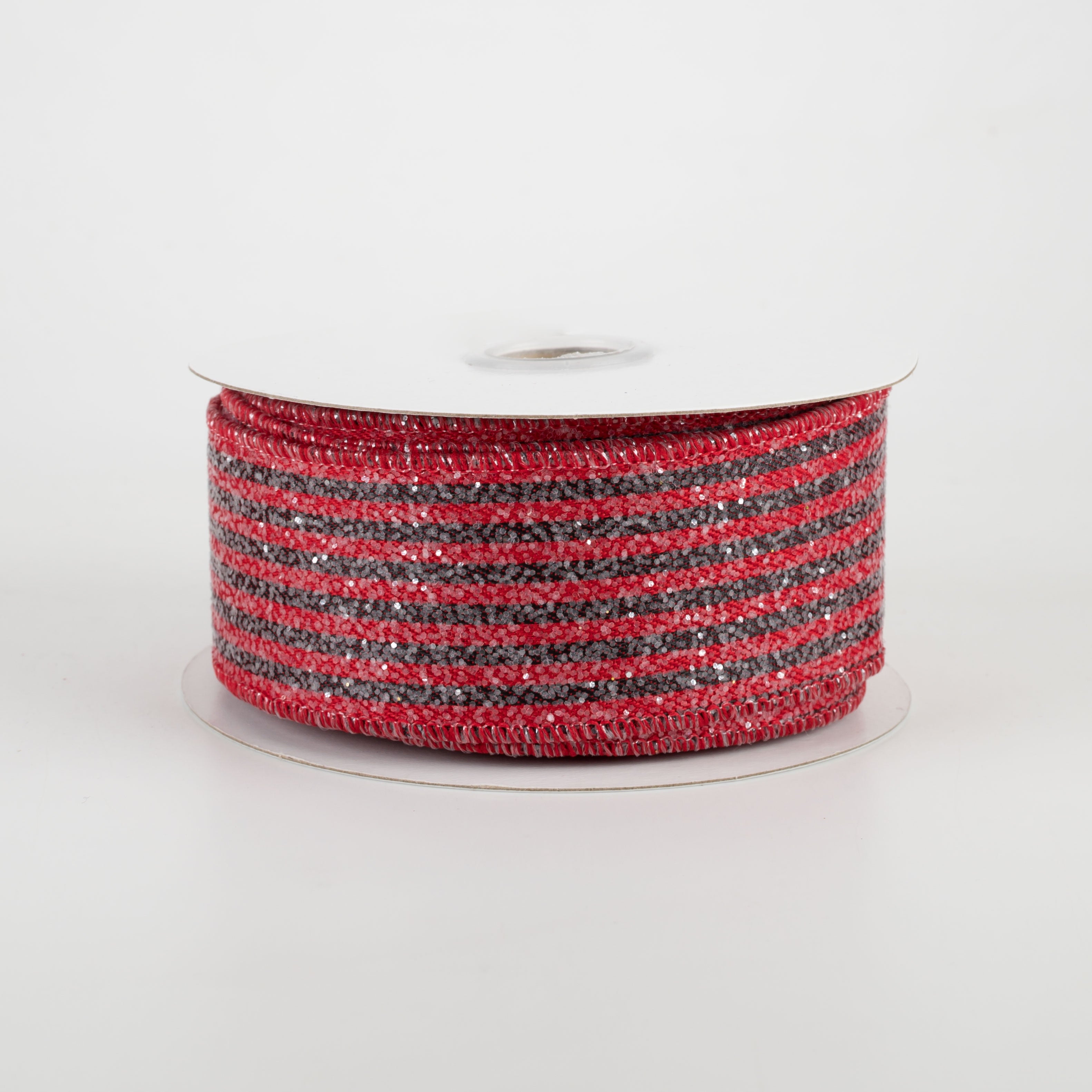 1.5 Inch Glittered Vertical Stripes Ribbon - Red & Black (10 Yards) for Gift Wrapping, Party Decorations & Craft Projects