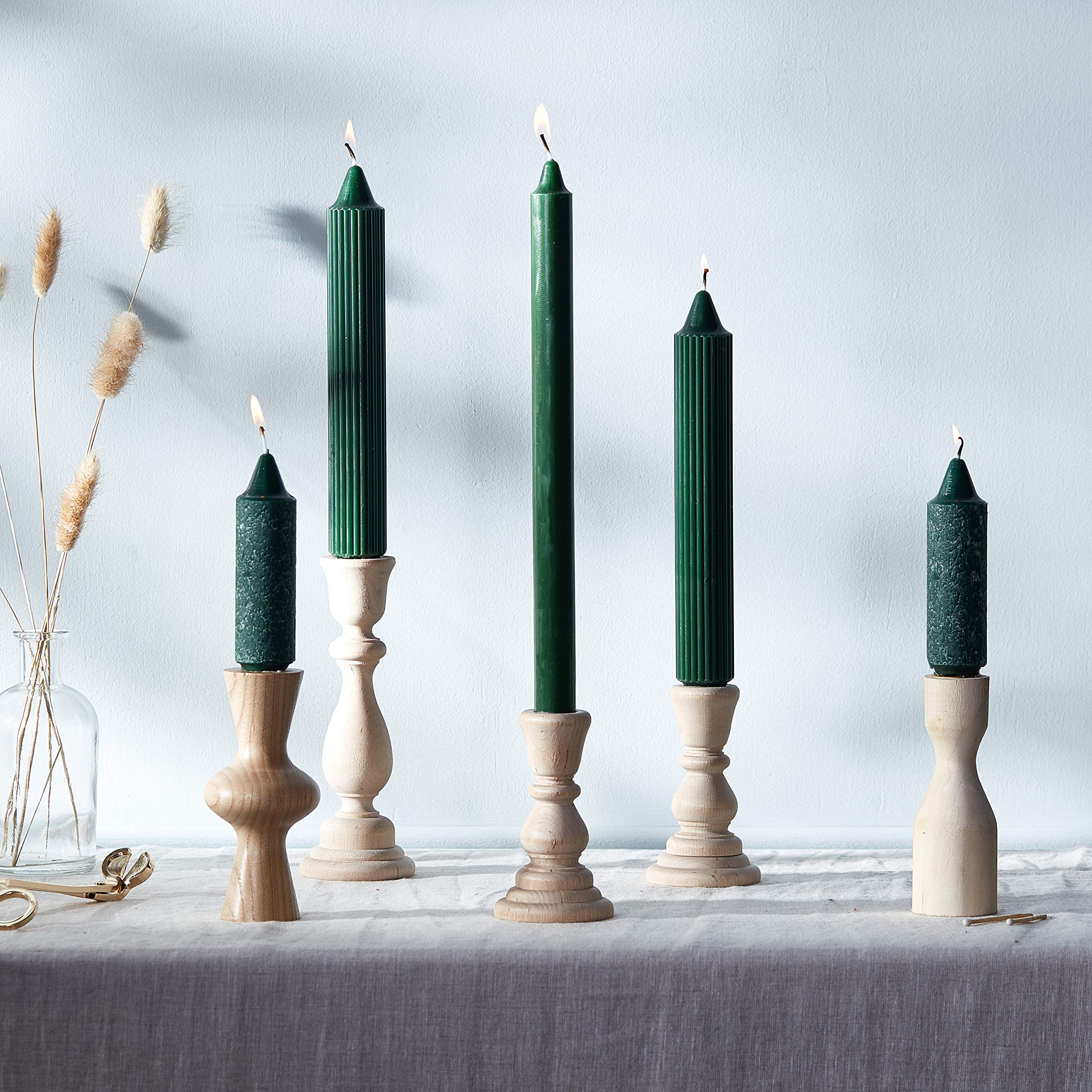 Root Candles Unscented Smooth Arista 12-Inch Dinner Candles (12-Pack) - Dark Green for Elegant Dining, Romantic Dinners & Holiday Decorations