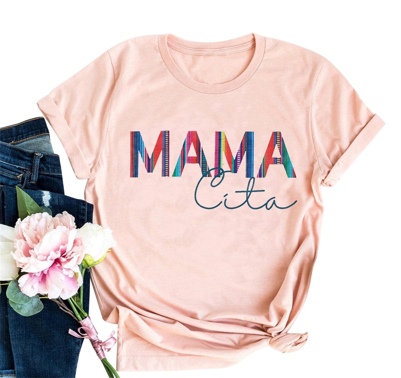 JINTING Mamacita Shirt for Women - Funny Mexican Mama Tee - Blessed Mama Top Tees - Perfect for Cinco de Mayo, Mother's Day & Family Gatherings