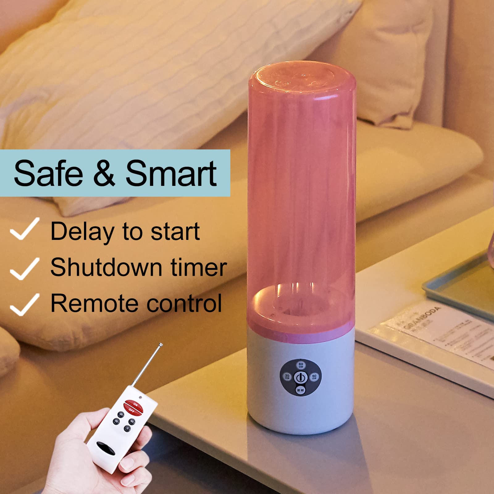 55W 254nm UVC Light Sanitizer for Home, School & Travel - Kills 99.9% of Bacteria, Mold & Dust Mites | Ozone-Free Room Disinfection Up to 750 Sq Ft | Ideal for Bedrooms, Bathrooms, Hotels & Offices (Pink, 1-Year Warranty)