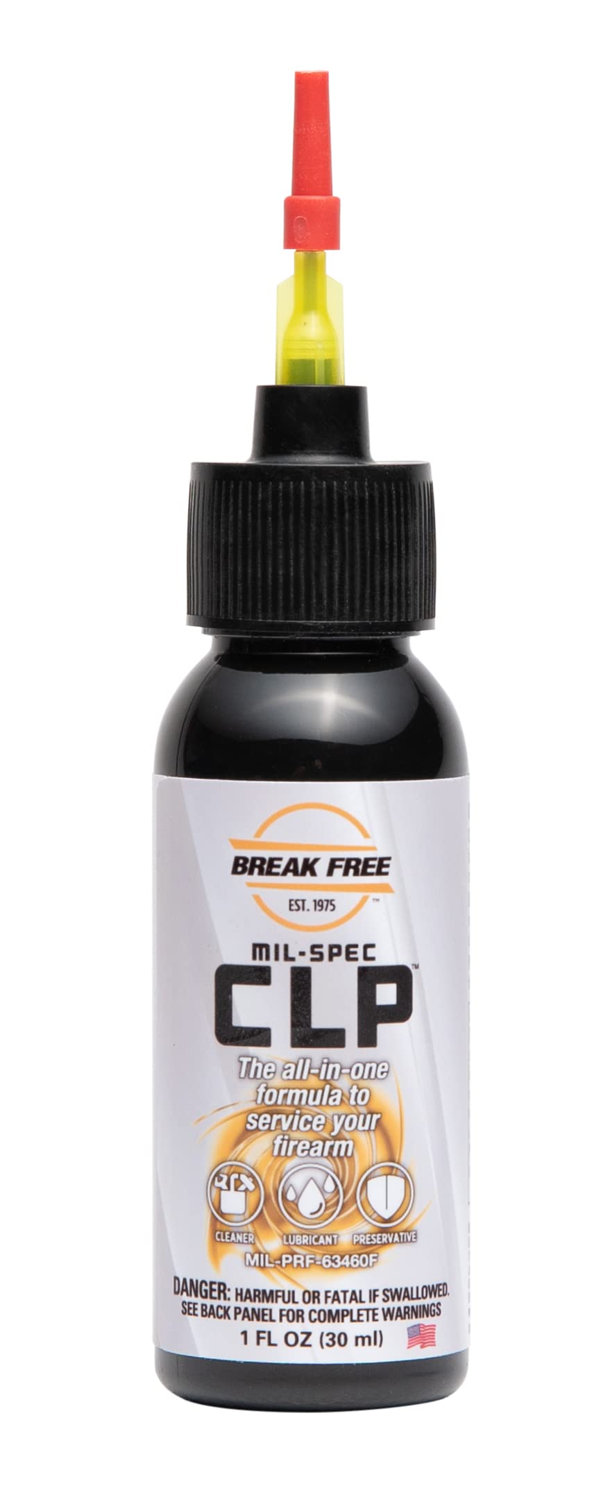BREAK FREE CLP Gun Cleaner - 1 fl oz Cleaner Lubricant Preservative with Needle Applicator | Firearm Maintenance for Pistols, Rifles & Shotguns | Perfect for Home Range & Hunting Use