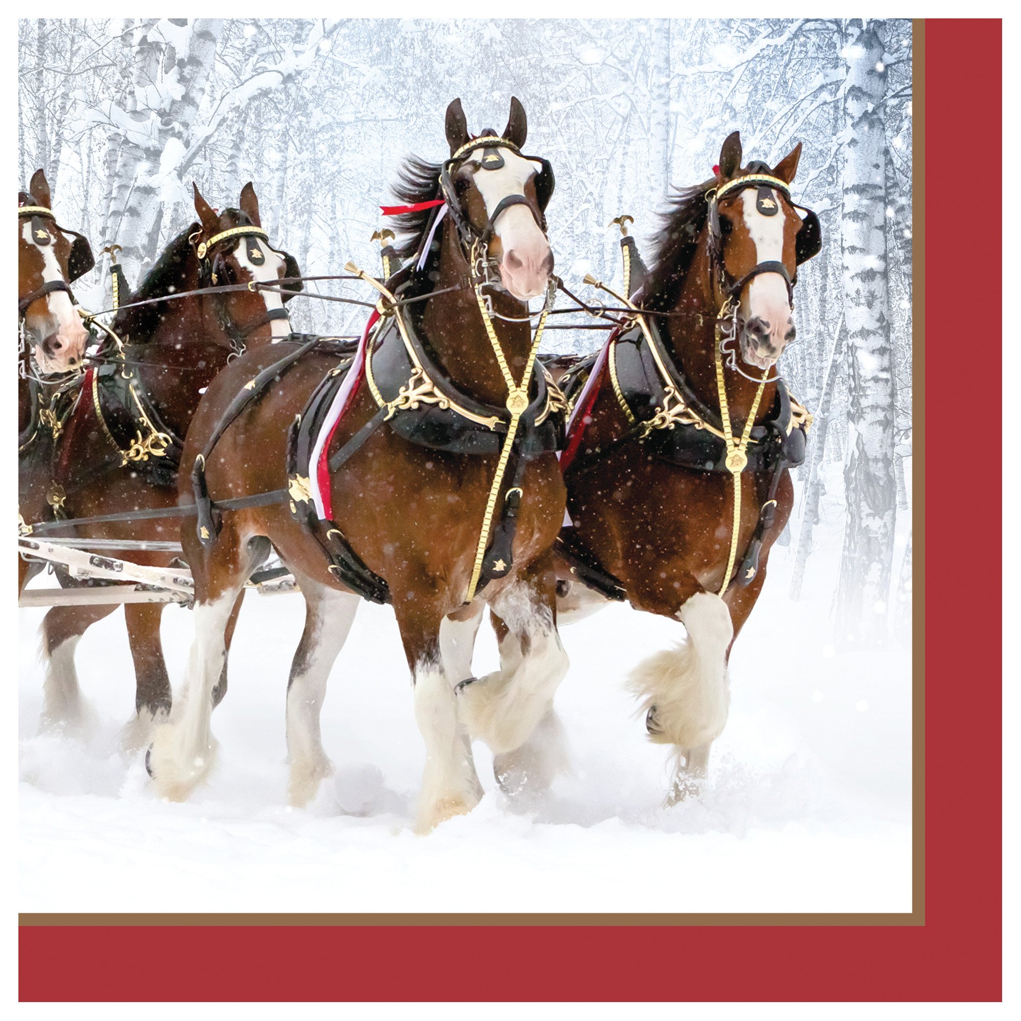 Creative Converting Clydesdale Pattern Lunch Napkins, White/Brown - Premium Paper Napkins for Parties, Weddings & Holiday Gatherings - Elegant Table Decor for Special Occasions