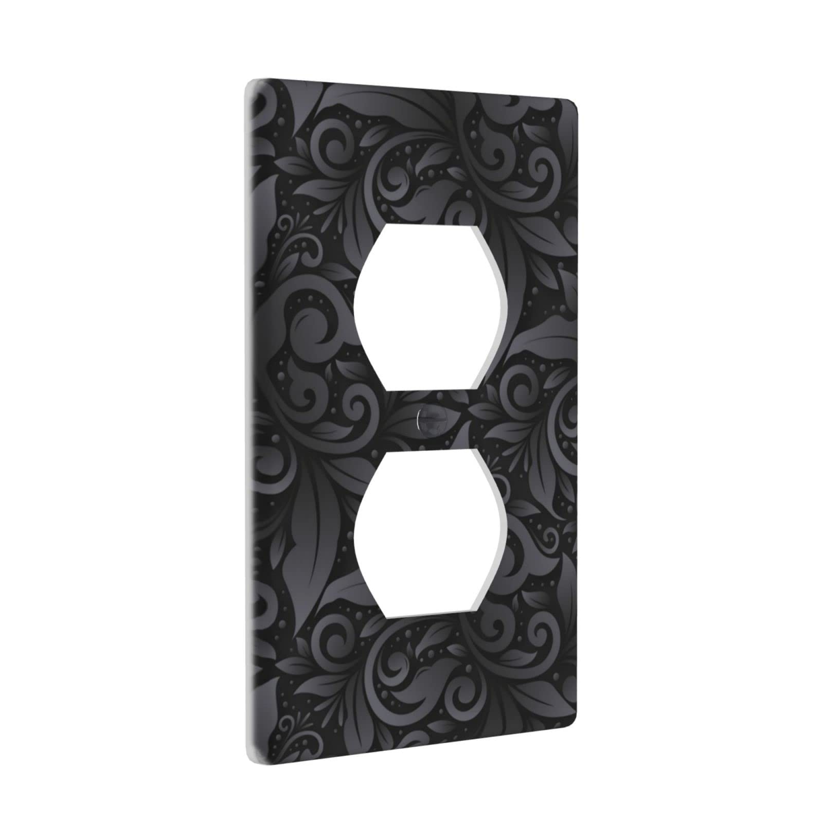 3D Floral Light Switch Cover - Black Decorative Wall Plate, 1 Gang Standard Size (4.5