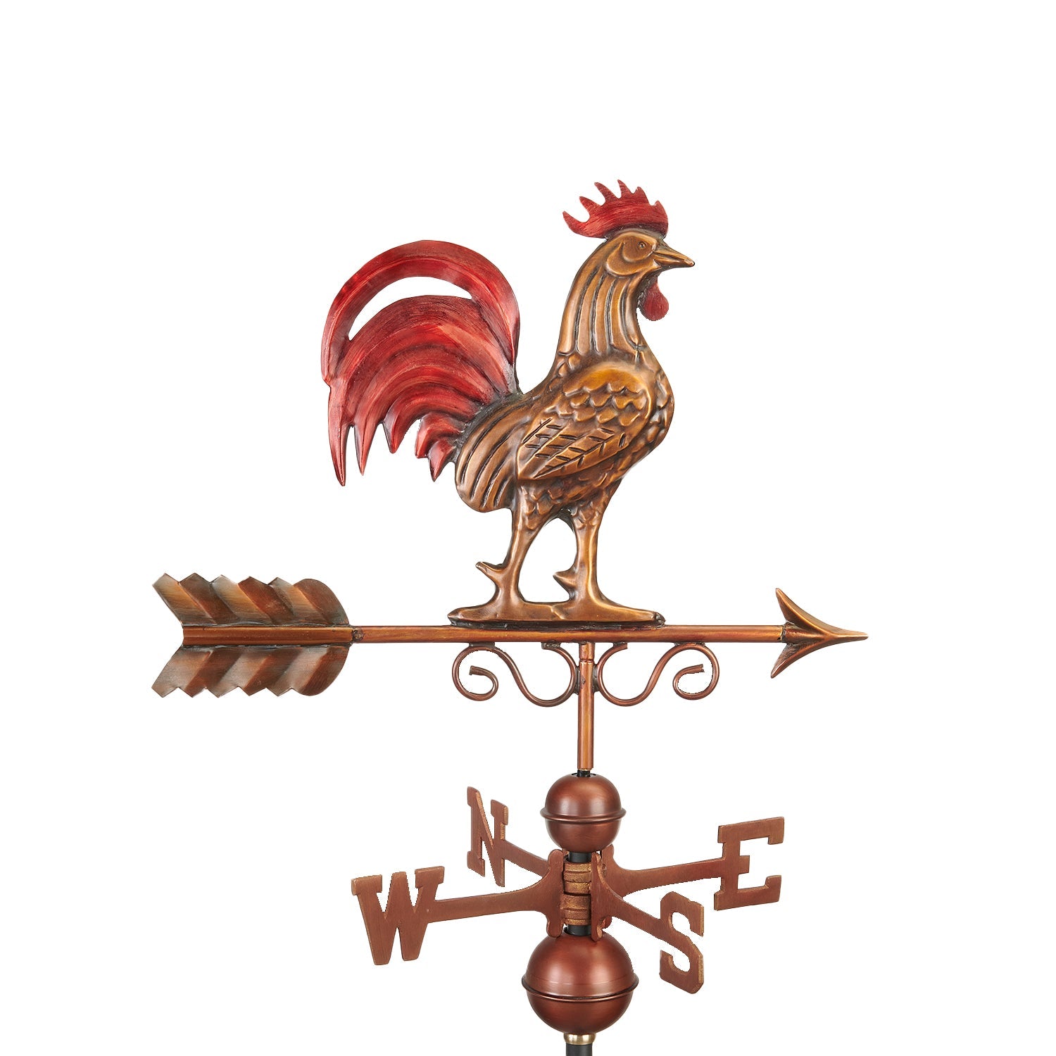 Bantam Red Rooster Weathervane - Handcrafted Copper Garden Decor for Outdoor & Farmhouse Style - Perfect for Barns, Gardens, and Rural Home Decoration