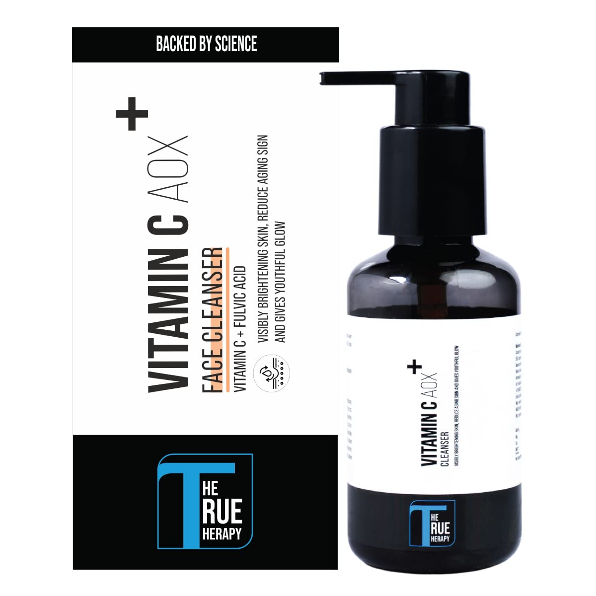 True Therapy Vitamin C Brightening Face Wash for Tan Removal & Hyperpigmentation - Skin Whitening & Glow Boosting Cleanser for Men & Women (100ml) | Perfect for Morning & Night Skincare Routine