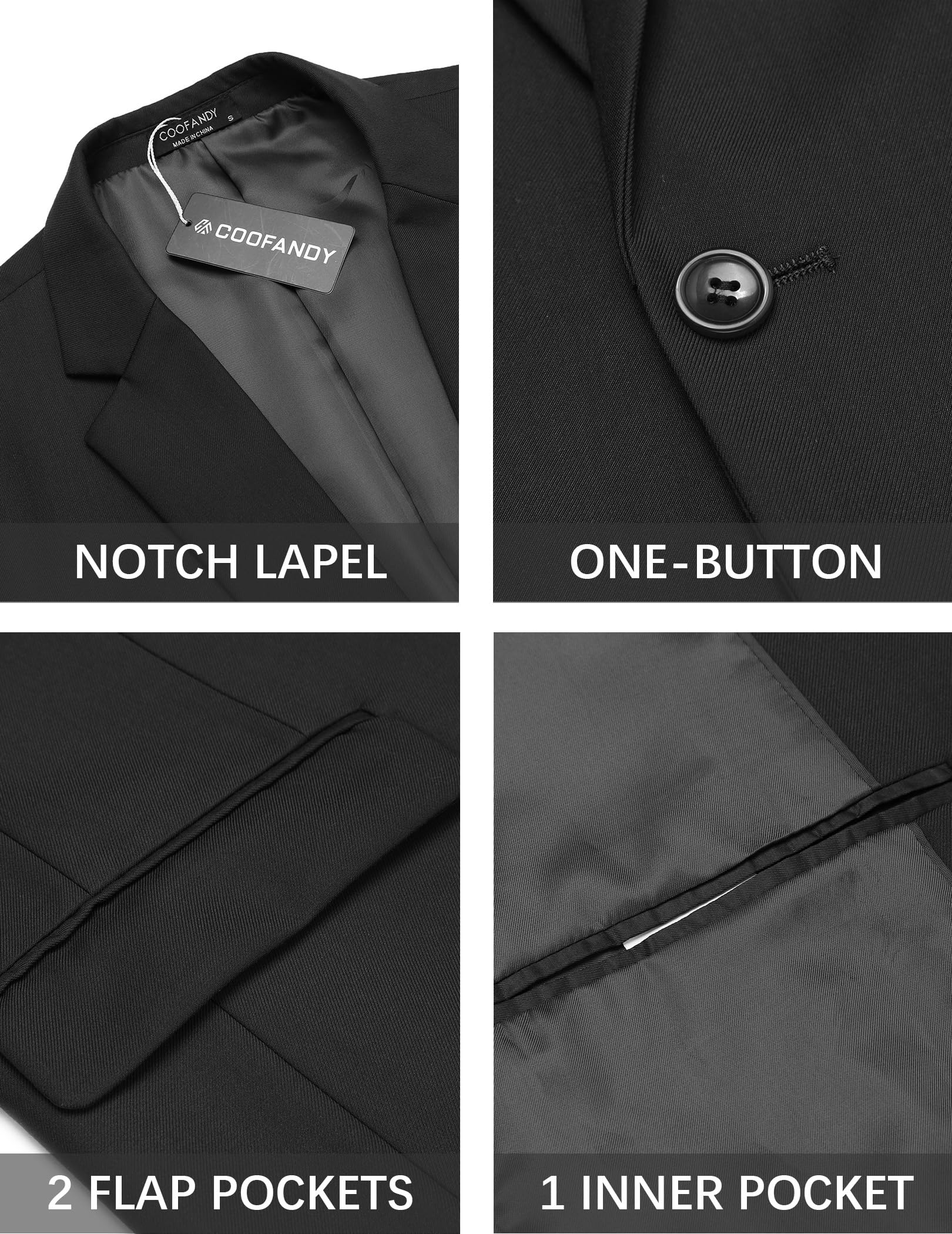 COOFANDY Men's Slim Fit 2-Piece Suit Set - One Button Blazer Jacket & Dress Pants | Formal Business Attire, Wedding, Prom & Special Occasions