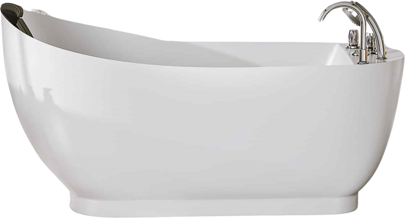 Empava 59-Inch Freestanding Acrylic Whirlpool Bathtub with Reversible Drain - Oval Design for Luxury Bathroom & Spa Relaxation