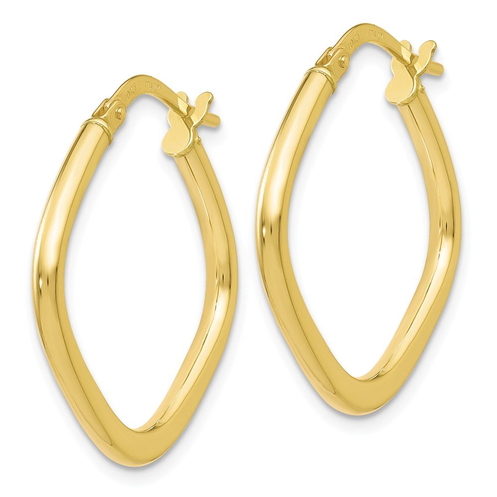 10K Yellow Gold Square Tube Hoop Earrings for Women - 23mm x 9mm Dainty Minimalist Everyday Jewelry, Perfect for Work, Date Night & Special Occasions