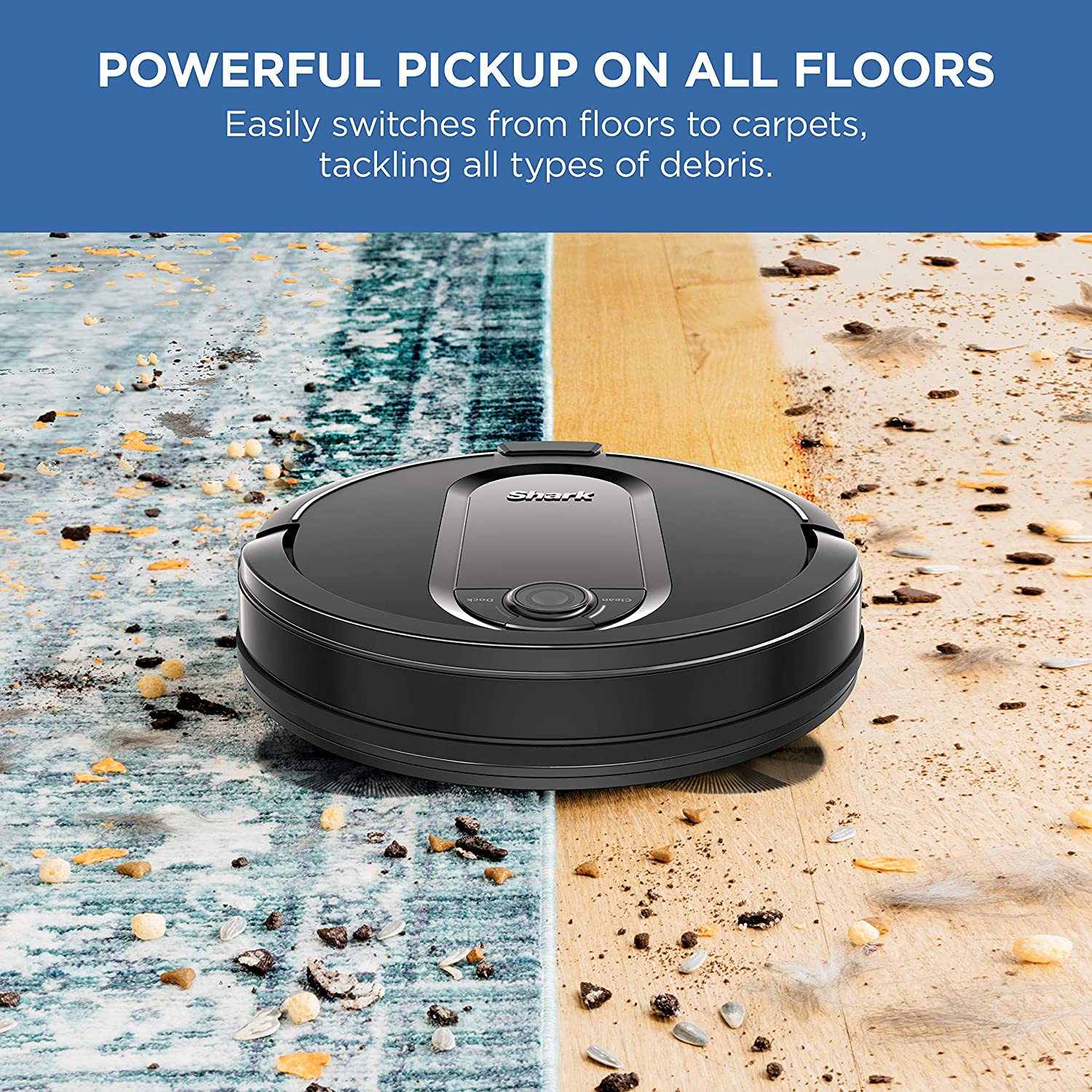 SHARK RV1001A Self-Emptying Robot Vacuum Cleaner with Home Essentials Warranty | Smart Cleaning for Hardwood Floors & Carpets | Perfect for Homes with Pets & Allergies