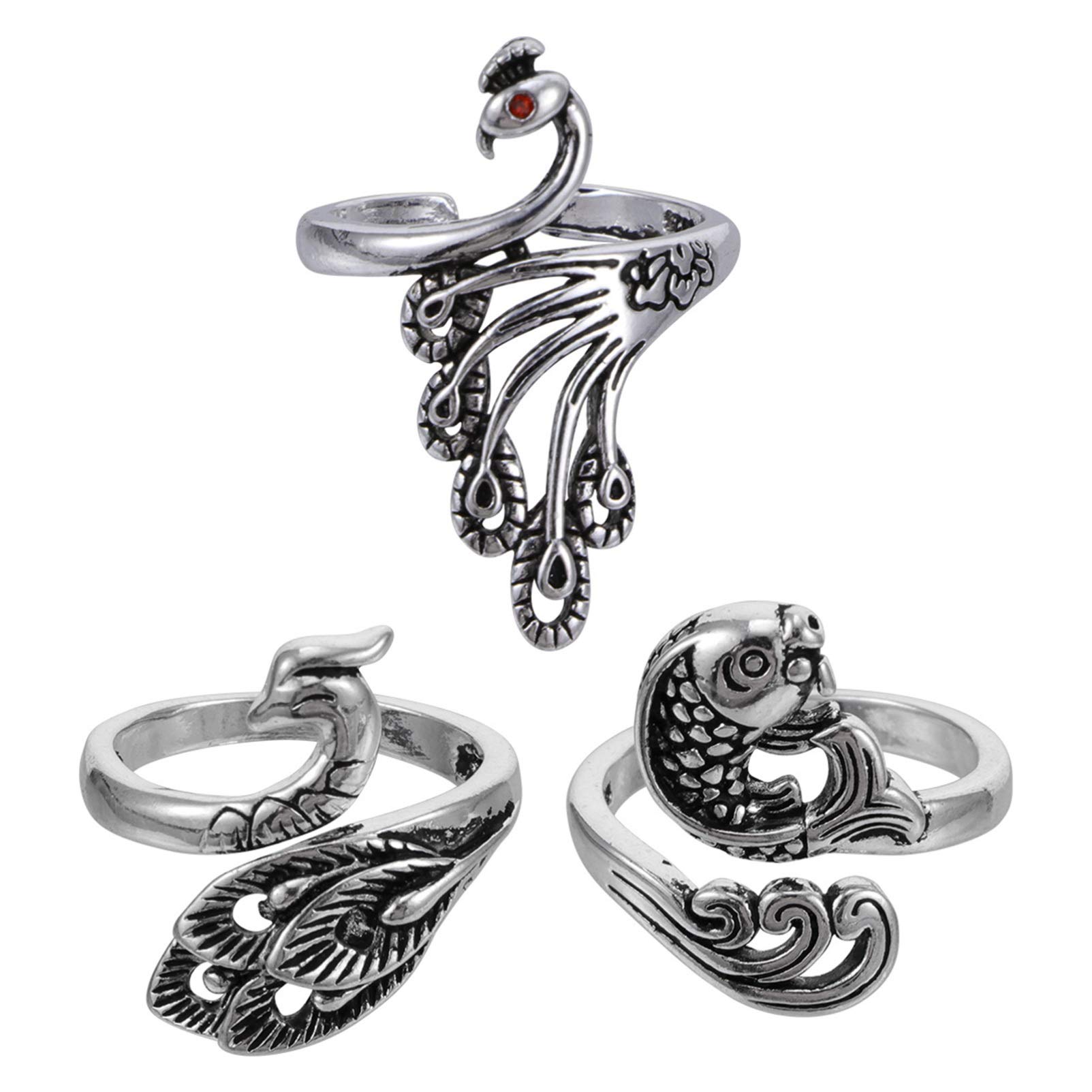 EXCEART 3-Piece Adjustable Knitting Thimble Rings - Metal Crochet Hook Finger Rings for Yarn Craft, Sewing & Braiding | Perfect for Knitting, Crocheting & DIY Handmade Projects