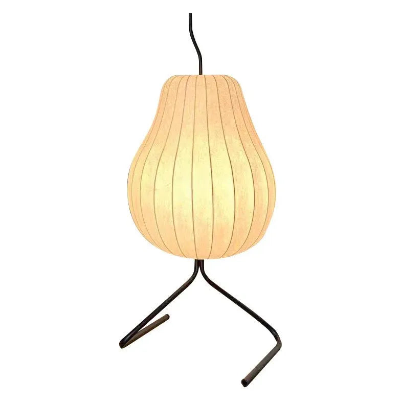 Modern White Pear-Shaped Table Lamp with Fine Stripes - Elegant Home & Office Lighting for Bedroom, Living Room, and Study Desk