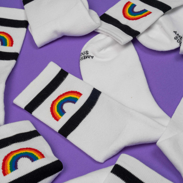 American Rainbow Striped Mid-High Socks - Comfortable Cotton Crew Socks for Men & Women - Perfect for Casual Wear, Sports & Outdoor Activities