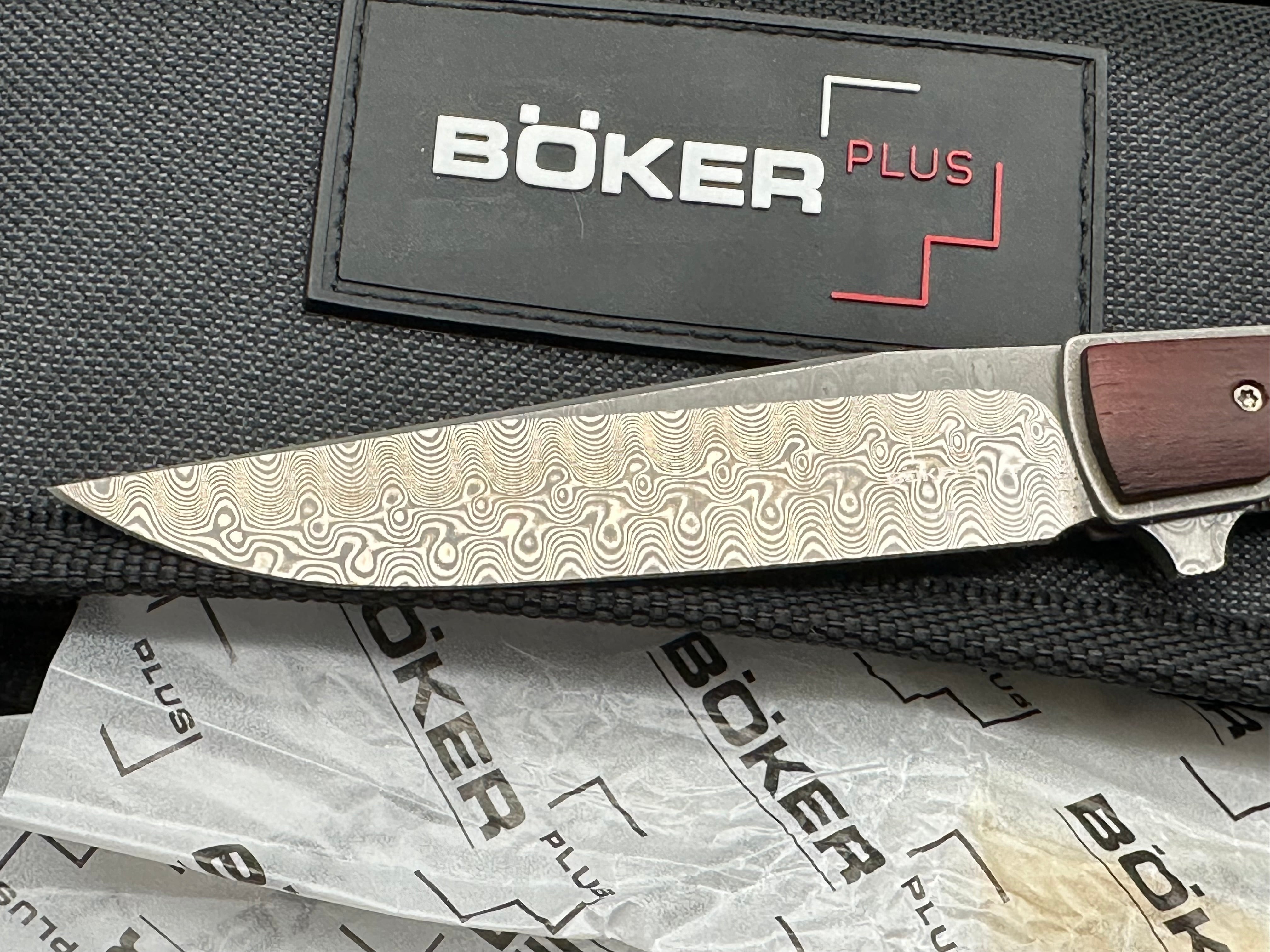 Boker Plus Urban Trapper Cocobolo Damascus Folding Knife - Premium EDC Pocket Knife for Outdoor, Camping, Hiking & Everyday Carry