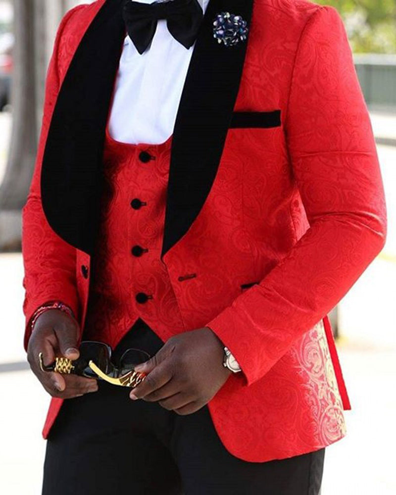 Stylish Men's Suits & Tuxedo Sets - Latest Coat & Pant Designs in Red, White & Black | Perfect for Weddings, Prom & Formal Events (Jacket + Vest + Pants Included)