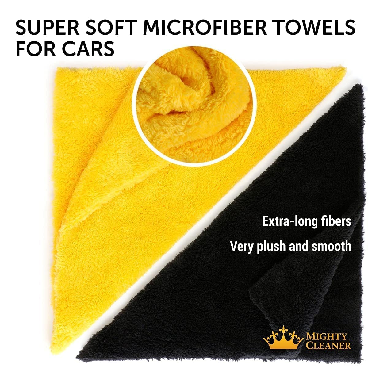 Premium Microfiber Cleaning Cloth for Cars (12”x12”) & Super Absorbent Car Chamois Towel (26