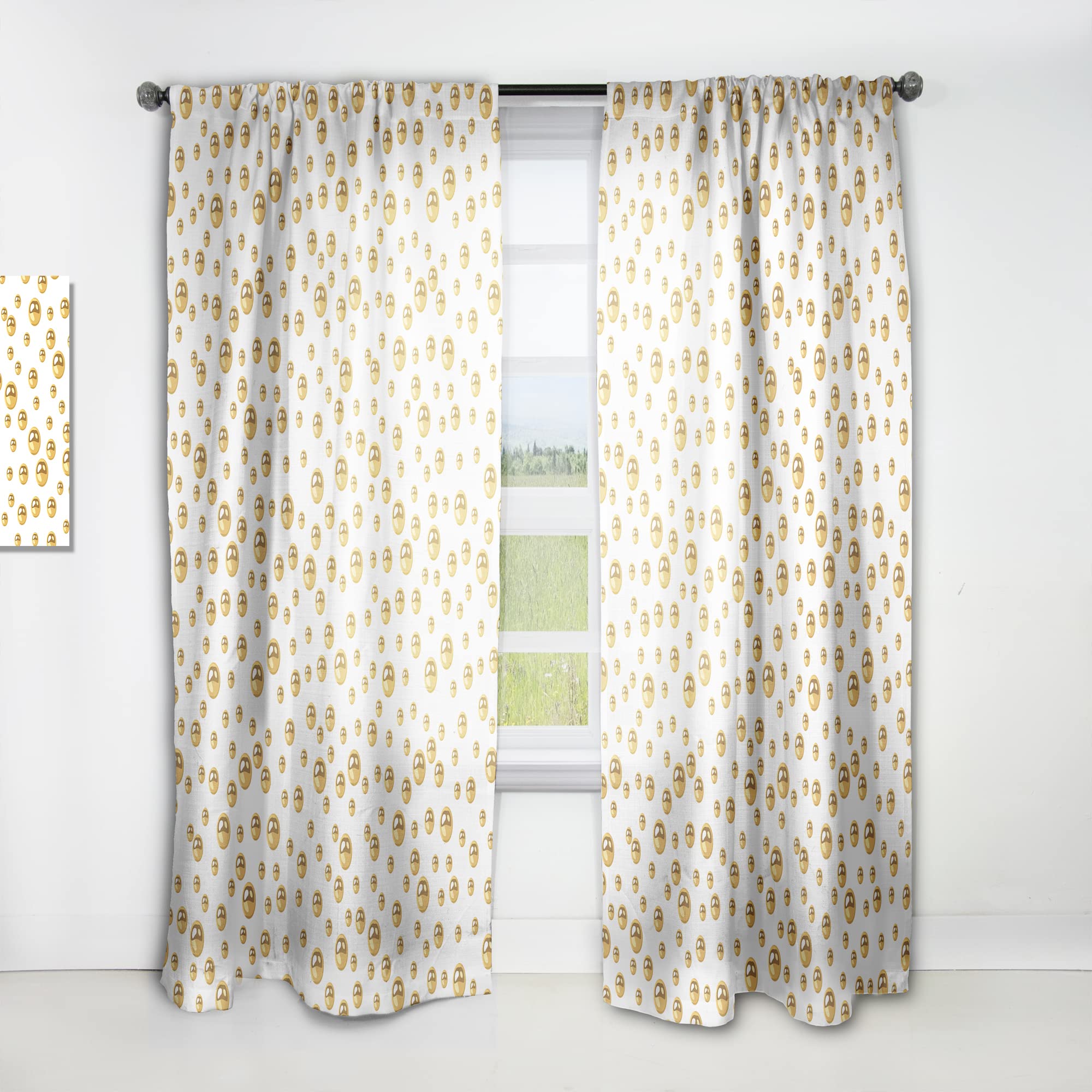 DesignQ Thermal Insulated Curtains - Golden Circular Pattern II - Single Panel 52x63 Inches - Blackout Drapes for Bedroom & Living Room - Perfect for Home Decor, Privacy & Energy Efficiency