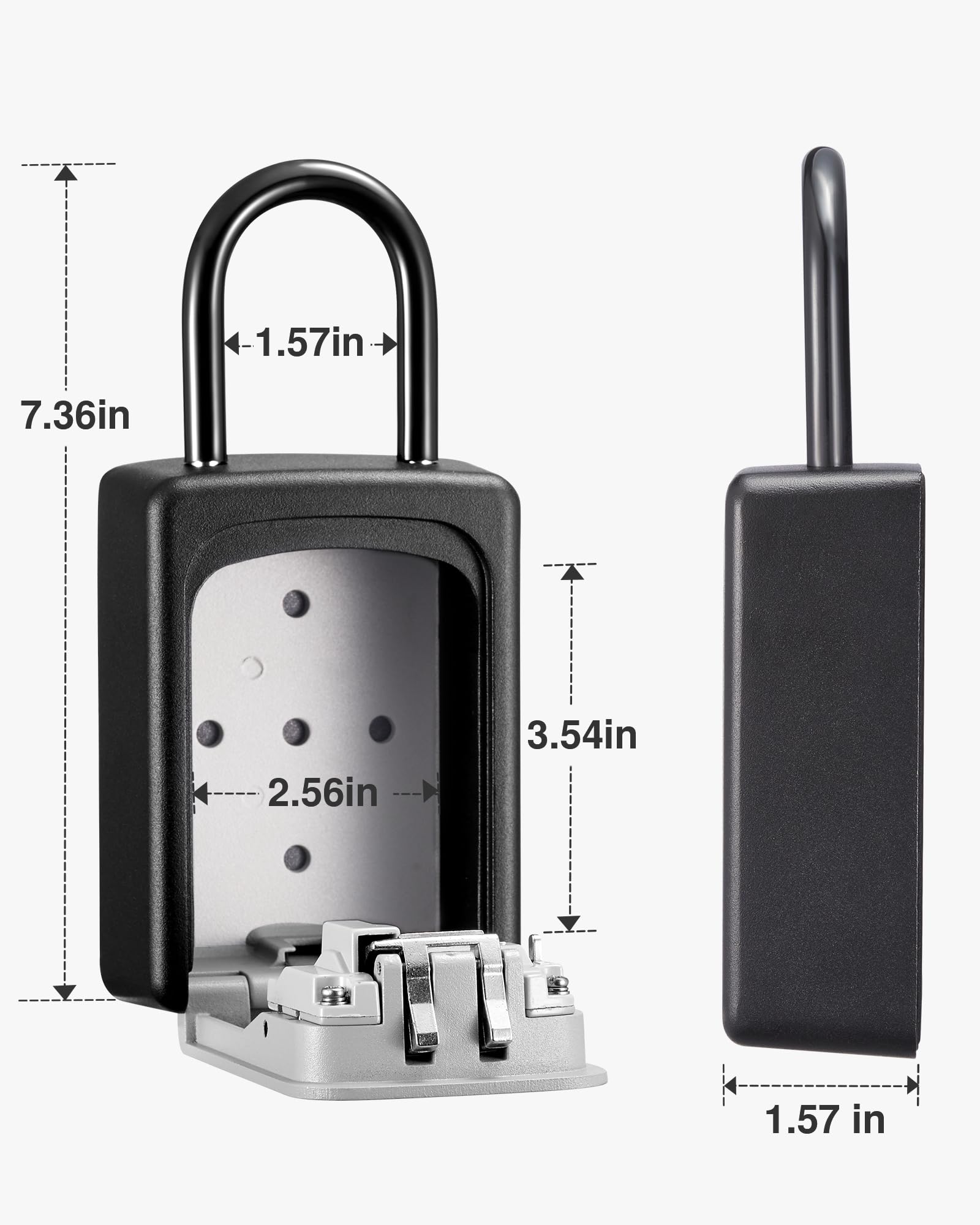 Puroma Large Key Lock Box with Resettable Combination Code - Waterproof Portable Wall Mount Security Safe for Outdoor, Home, Office - Perfect for Door Handle & House Key Storage (2 Pack, Gray) - Ideal for Vacation Rentals, Airbnb Hosts & Property Managers