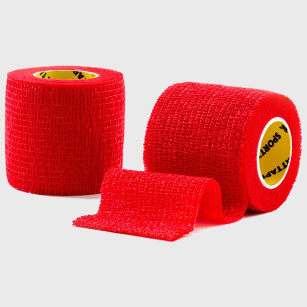 SportTape 5cm x 4.5m Athletic Sock Wrap - Red Elastic Bandage for Sports Injury Prevention & Recovery - Perfect for Running, Basketball & Soccer Support