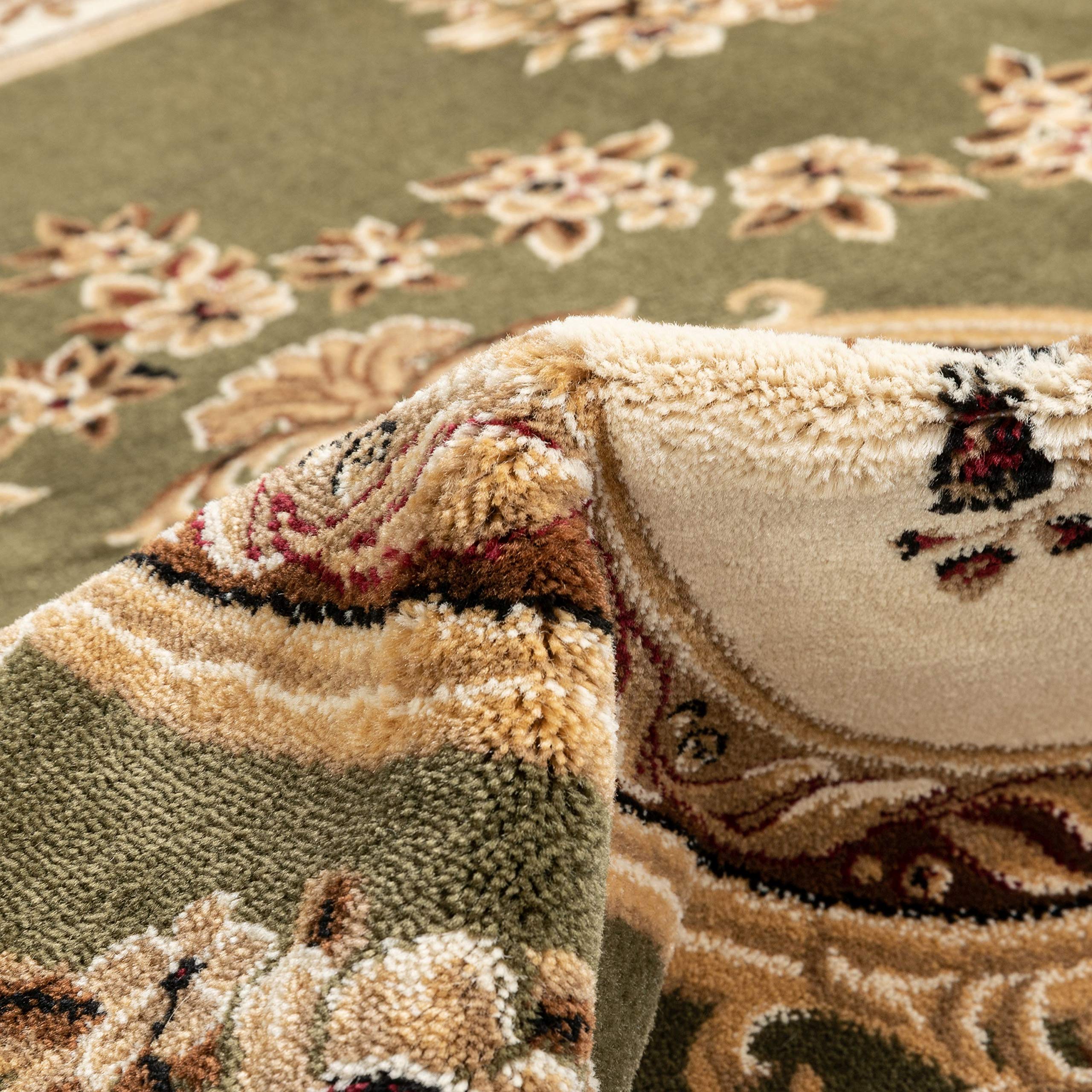 Well Woven Timeless Collection Le Petit Palais Green 3x12 Runner - Luxurious Traditional French Medallion Oriental Area Rug - Easy to Clean & Durable - Perfect for Living Room, Bedroom, Dining Room, Hallway & Entryway Decor