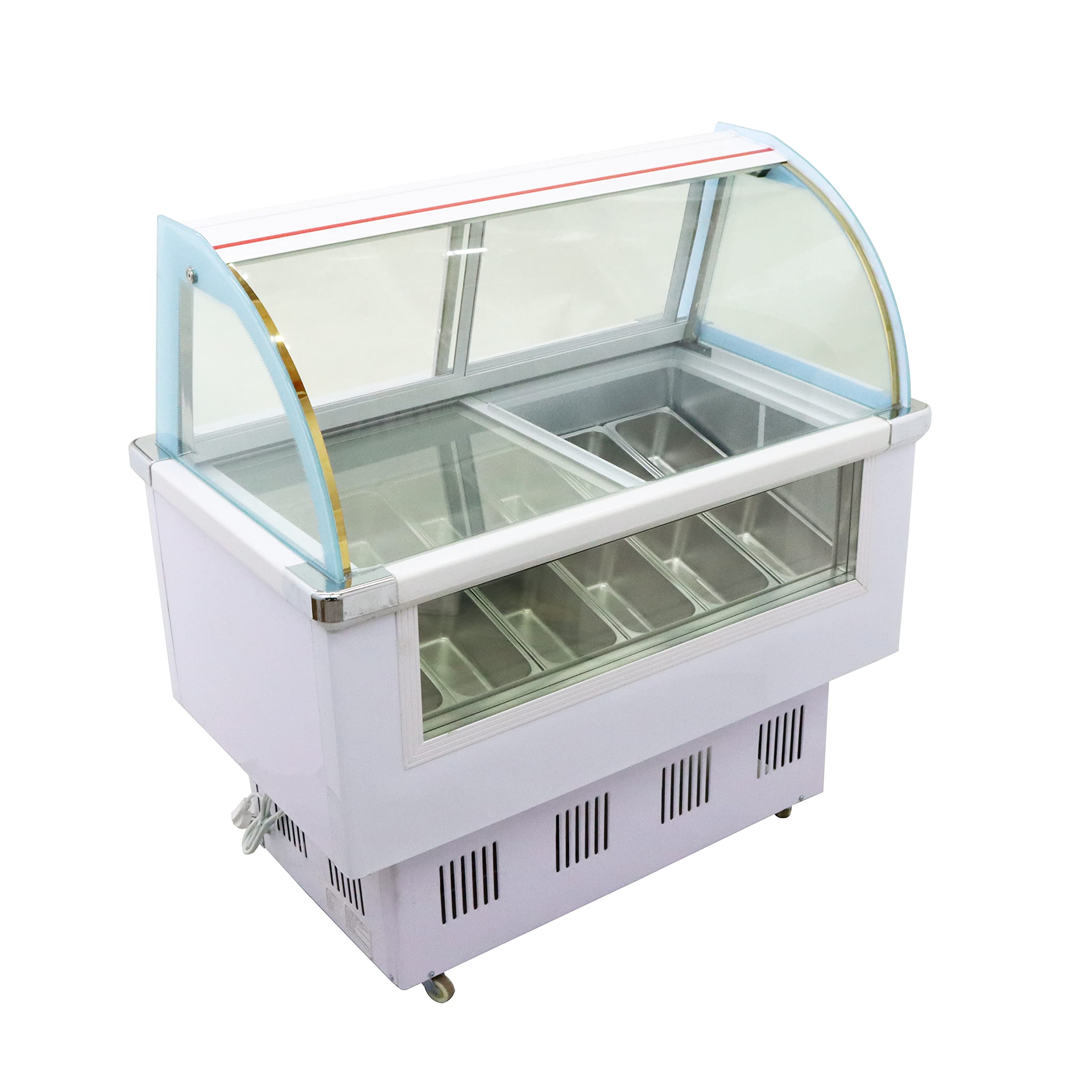INTSUPERMAI 12 Pan Commercial Hard Ice Cream Showcase Freezer - 170L Gelato & Dipping Cabinet Display Case (110V) - Perfect for Ice Cream Shops, Bakeries, and Dessert Stores