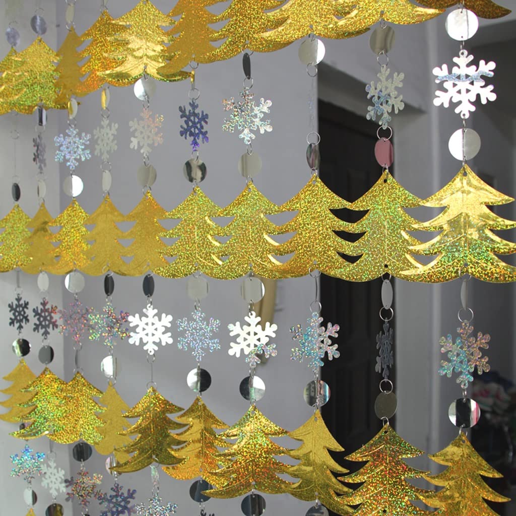 EKDSPW Christmas Tree Decorations - Snowflake Sequins Curtains for DIY Holiday Home Decor, Festive Party Supplies (100cm, Color B) - Perfect for Xmas Tree Trimming, Living Room & Window Decorations