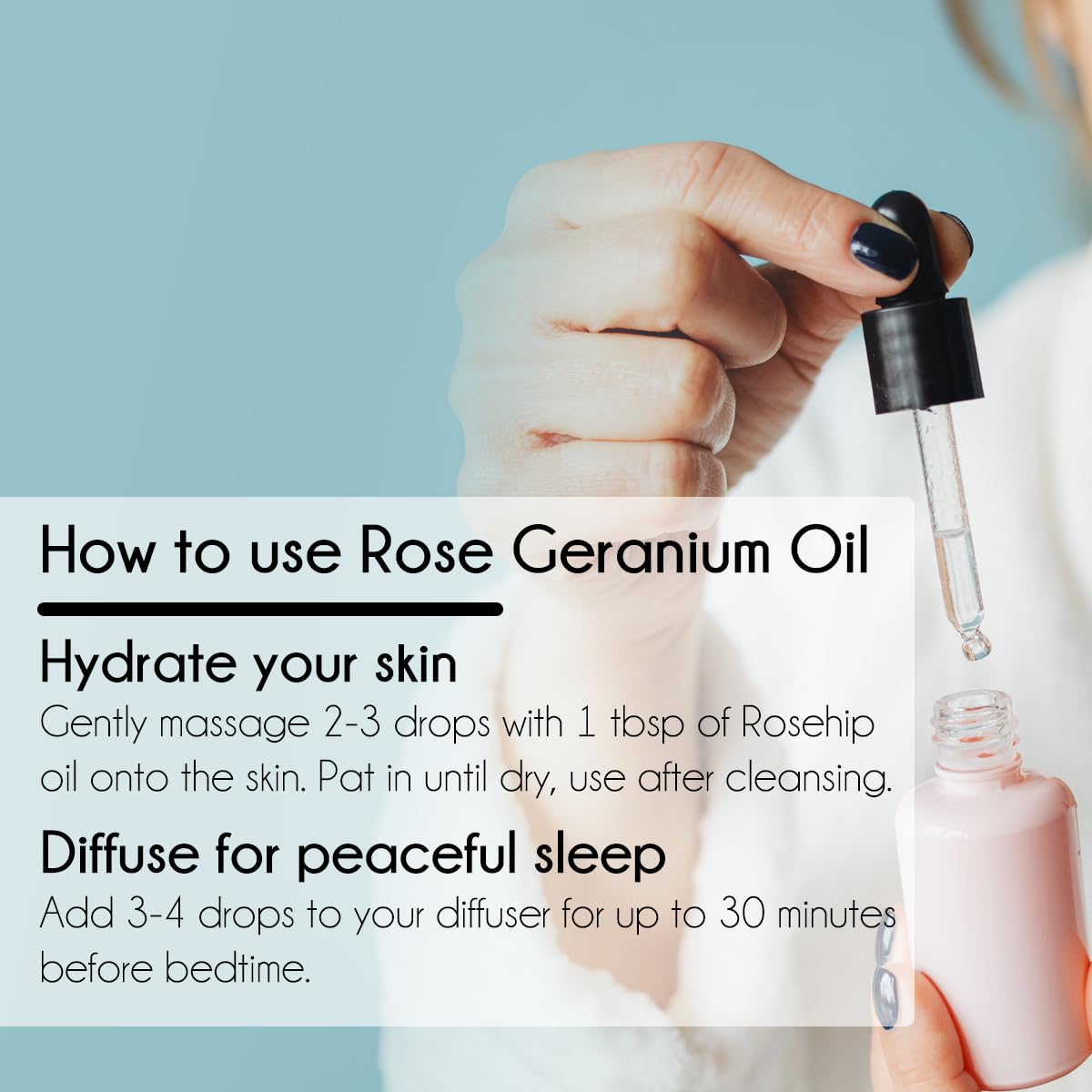 100% Pure Rose Geranium Essential Oil - 10ml Bottle for Aromatherapy, Massage & Skin Care | Natural Relaxation & Stress Relief