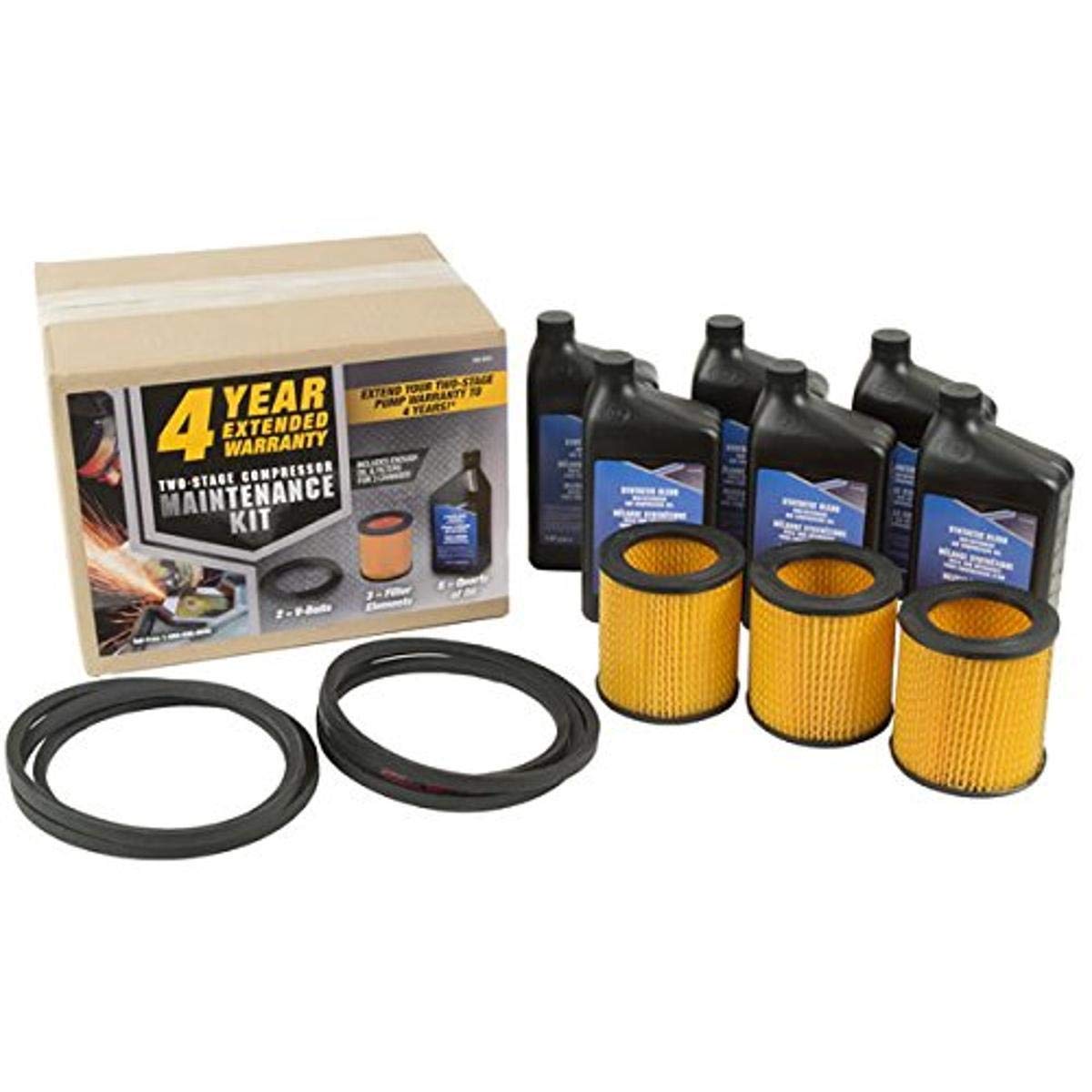 7.5 HP Two-Stage Air Compressor Kit with 6-Quarts Synthetic Blend Oil - 4 Year Extended Warranty | Heavy Duty for Auto Repair, Woodworking & Industrial Use