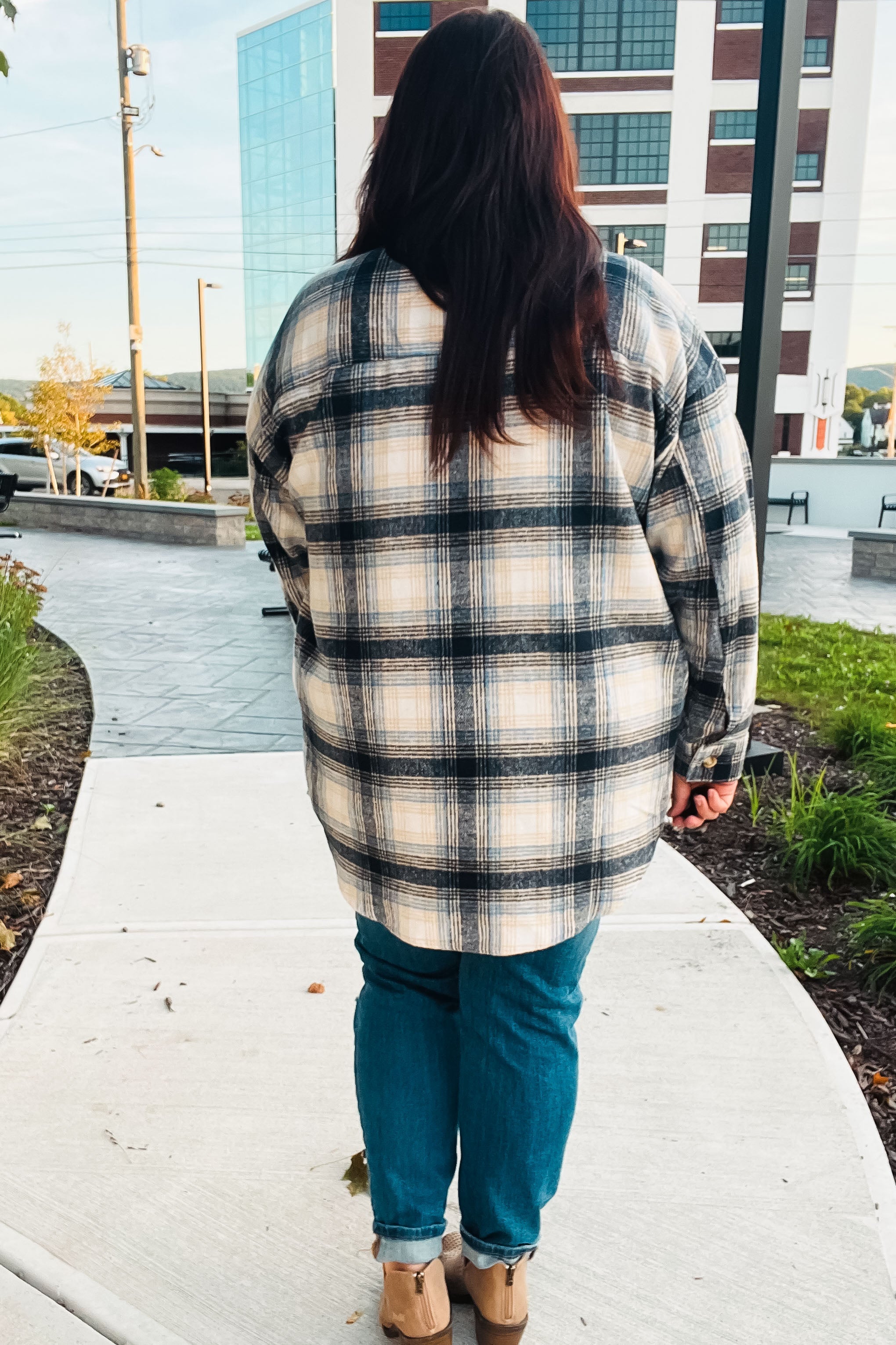 Boldly You Navy Plaid Fringe Button Down Shacket - Stylish Overshirt for Women | Fall & Winter Layering Essential | Perfect for Casual Outings, Workwear & Outdoor Adventures