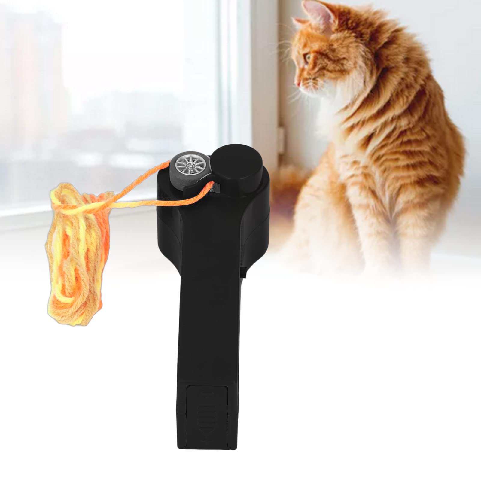 Electric Rope Launcher Toy for Cats - Zipstring Launcher with Durable Rope - Fun Interactive Outdoor Cat Toy (Black) - Perfect for Indoor Play, Backyard Exercise & Pet Entertainment