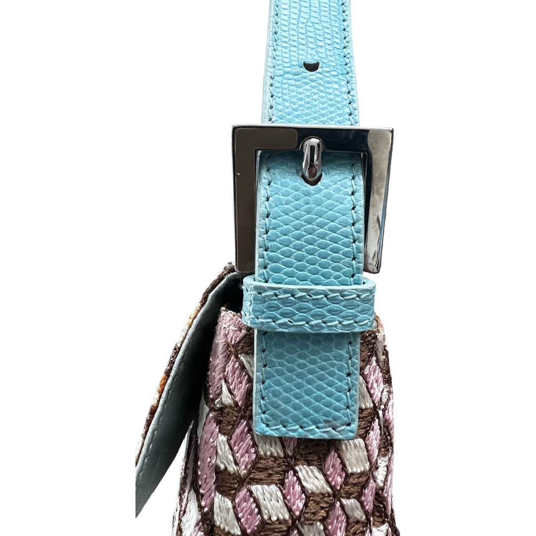 Fendi 3D Embroidered Rhinestone Baguette Bag - Luxury Designer Crossbody Purse for Women, Perfect for Parties, Weddings & Evening Events