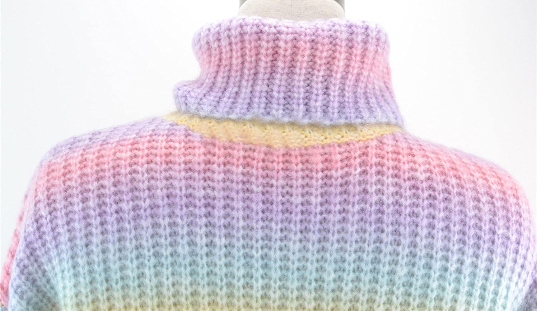 CHARTOU Women's Chunky Ribbed Turtleneck Sweater - Rainbow Gradient Color Knit Pullover for Winter Fashion & Casual Outfits | Perfect for Office, Date Night & Holiday Gatherings