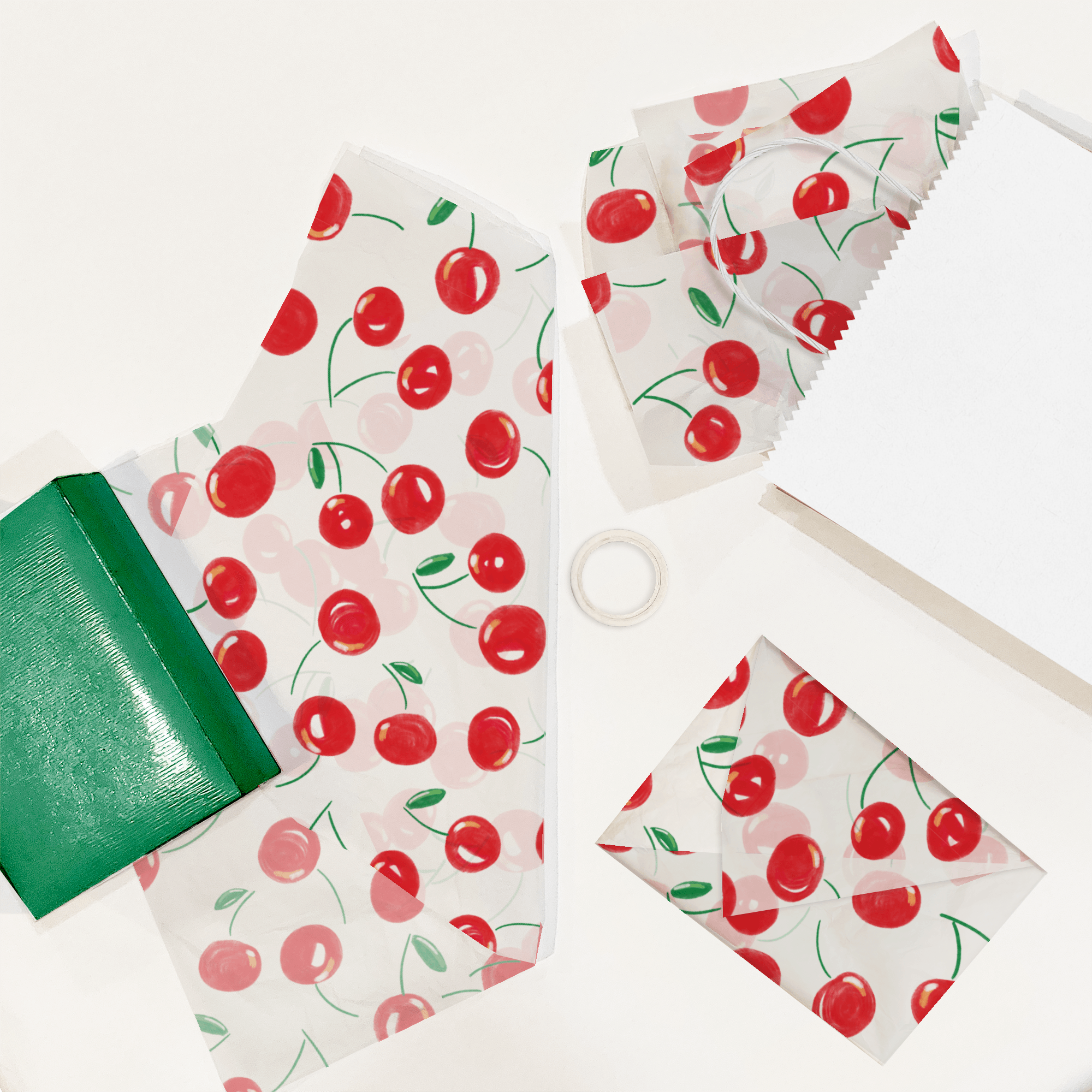 Premium Cherry-Printed Tissue Paper for Gift Wrapping, Party Decorations & Crafting - Bulk Pack of 50 Sheets - Vibrant Floral Design for Birthdays, Weddings & DIY Projects