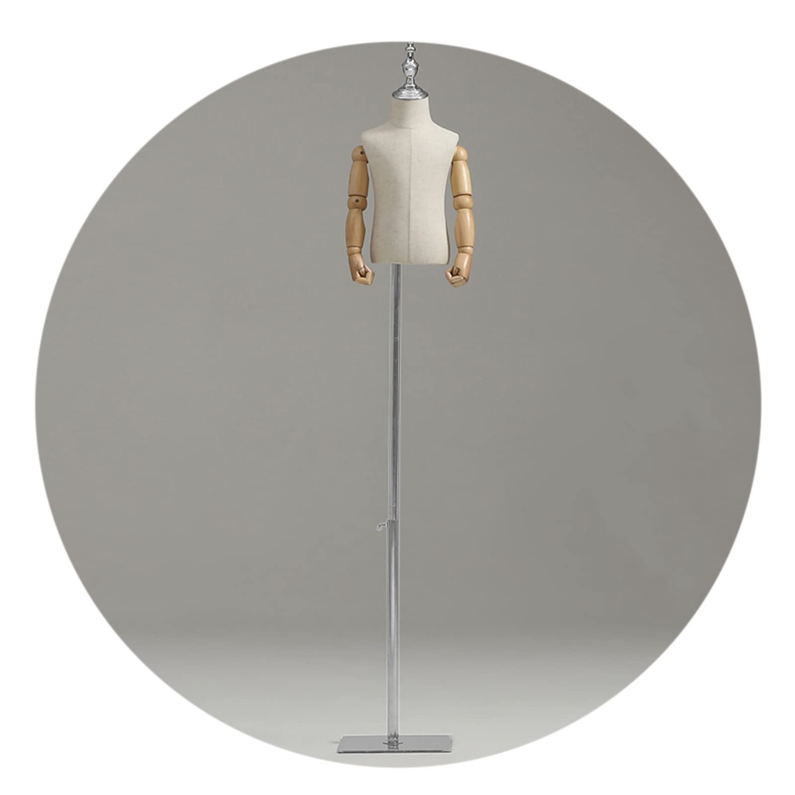 Adjustable Height Mannequin Torso with Stand - Realistic Sewing Dress Form for Clothing Display, Wooden Arms & Linen Cover, Metal Base (3 Sizes, Gold) - Perfect for Tailors, Fashion Designers & Boutique Window Displays