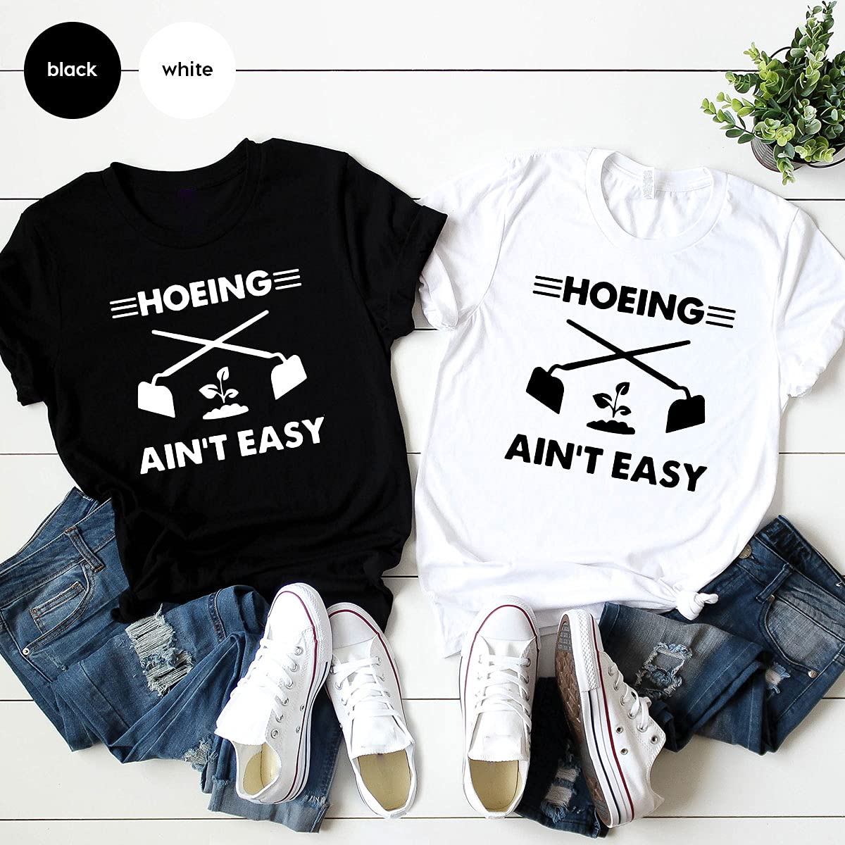 Grandma's Gardener T-Shirt - Plant Lover & Farmer Tee - Funny 'Hoeing Ain't Easy' Gardening Shirt - Perfect Gift for Gardeners & Botanists - Comfortable Cotton Apparel for Gardening, Farming & Outdoor Activities